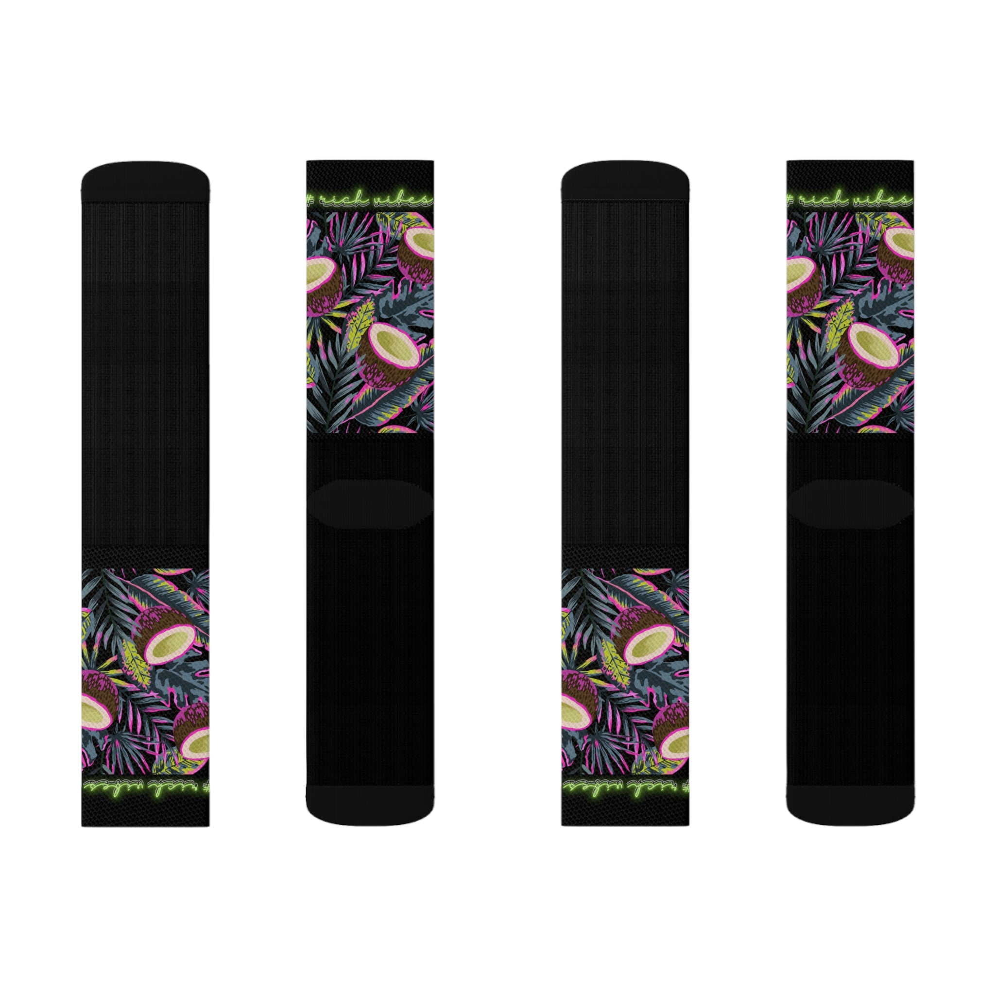 Rich Vibes Volt Tropical Coconut Black - Sublimation Socks