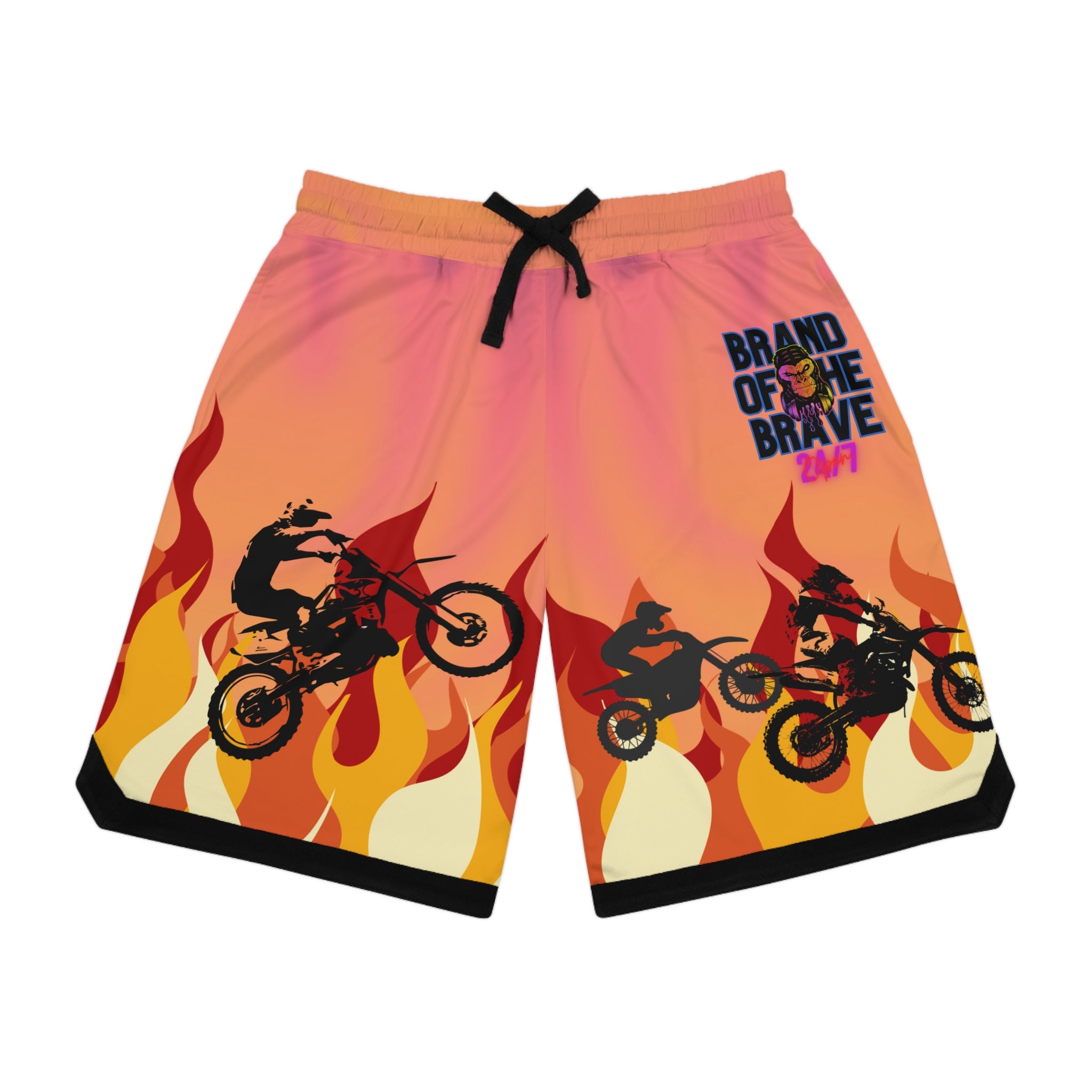 Brand Of The Brave Fire Flame Kindle Auburn 1.0 - Basketball Rib Shorts (AOP)