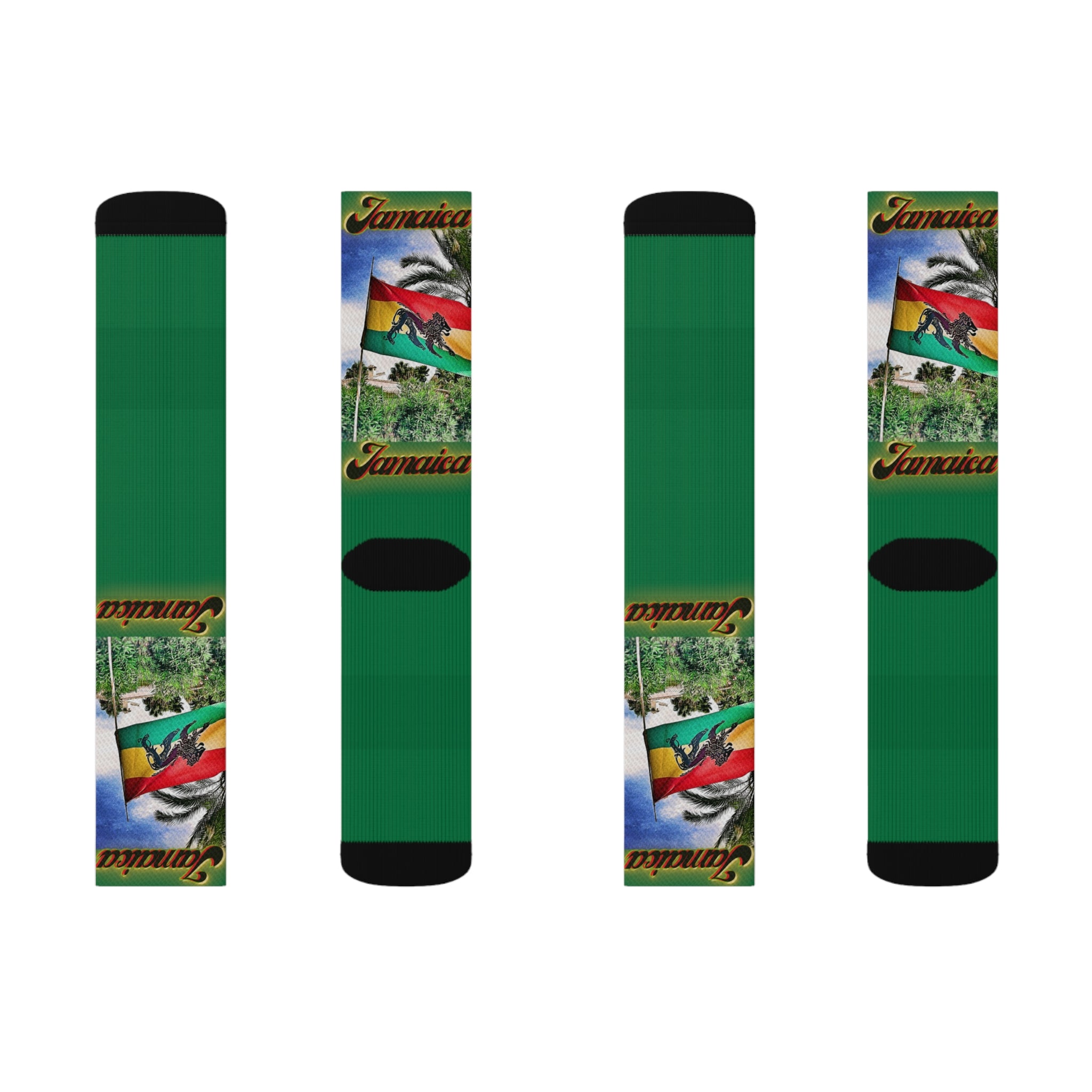 Lion Of Judah Jamaica Flag - Green Sublimation Socks