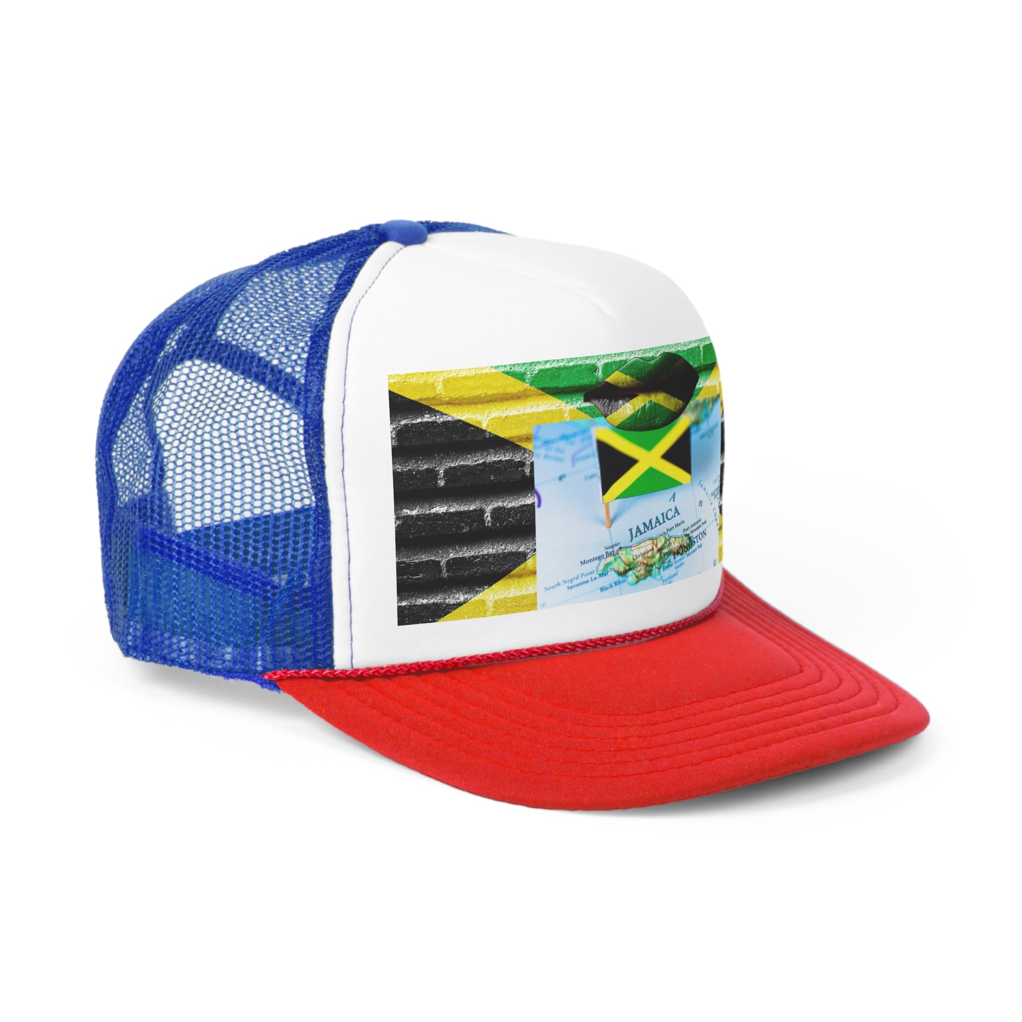 Rich Vibes Jamaica Flag Lips on the Map - Trucker Hat
