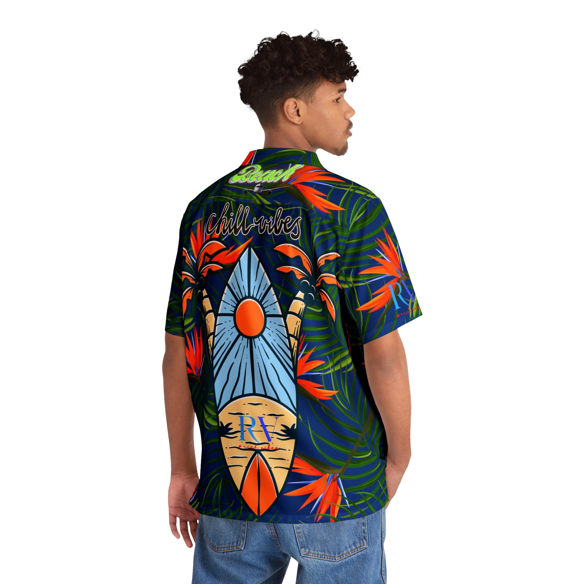 Rich Vibes Tropical RV Golfer's Love Chill Vibes - Men's Hawaiian Shirt (AOP)Florida Gator Blue