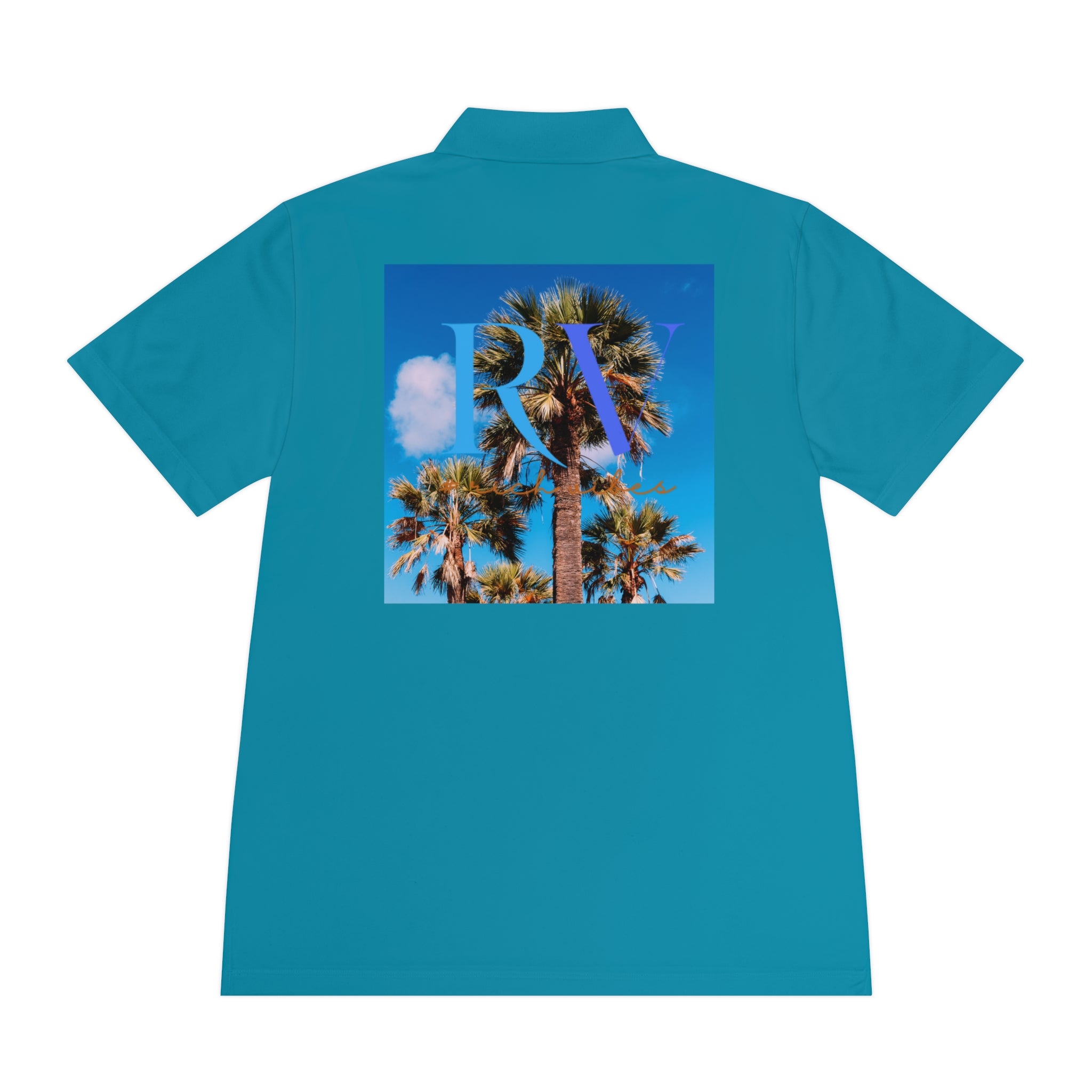 Rich Vibes Palm Trees RV Logo Blue Skies - Men's Sport Polo Shirt
