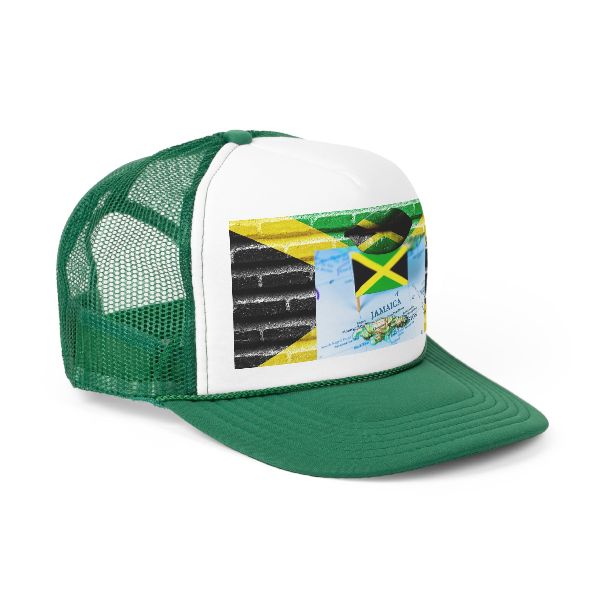 Rich Vibes Jamaica Flag Lips on the Map - Trucker Hat