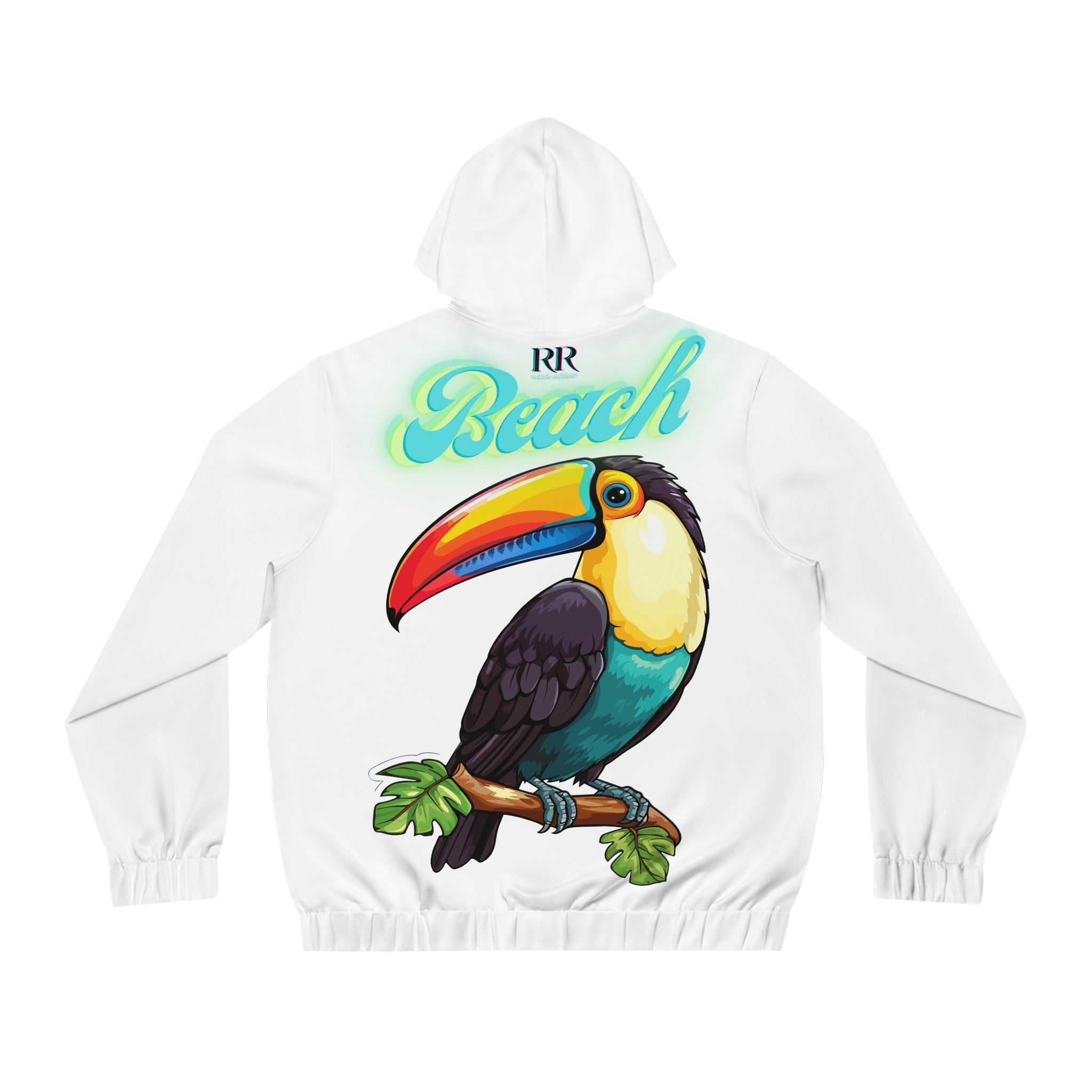 Rich Vibes RR Volt White Tropical Beach Bird 1.5 - Men's Full-Zip Hoodie (AOP)