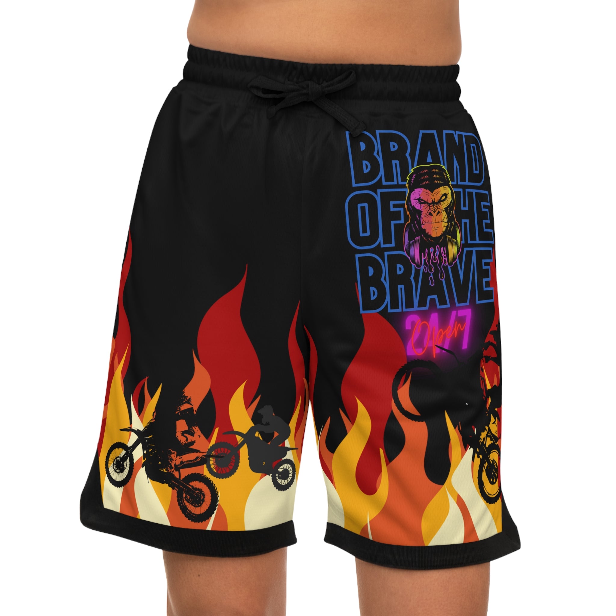 Brand Of The Brave Fire Flame Kindle Black 1.0  - Basketball Rib Shorts (AOP)