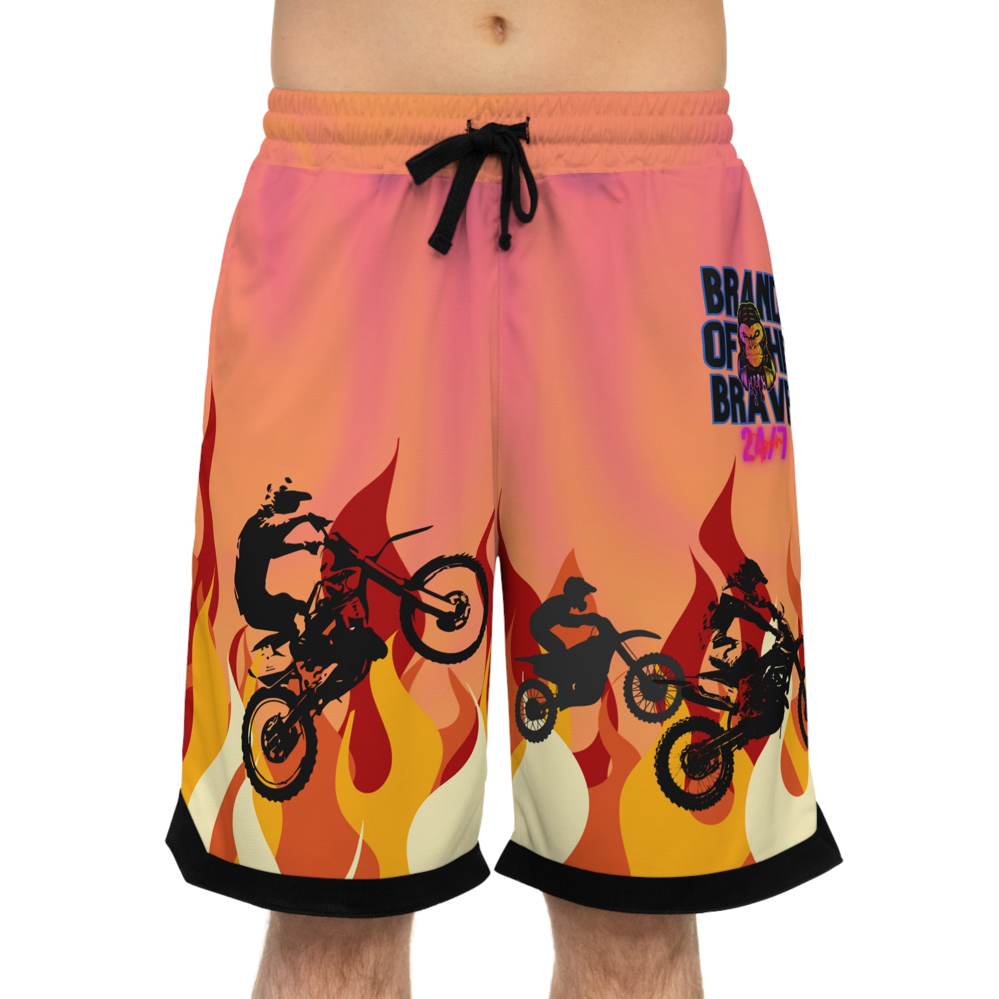 Brand Of The Brave Fire Flame Kindle Auburn 1.0 - Basketball Rib Shorts (AOP)