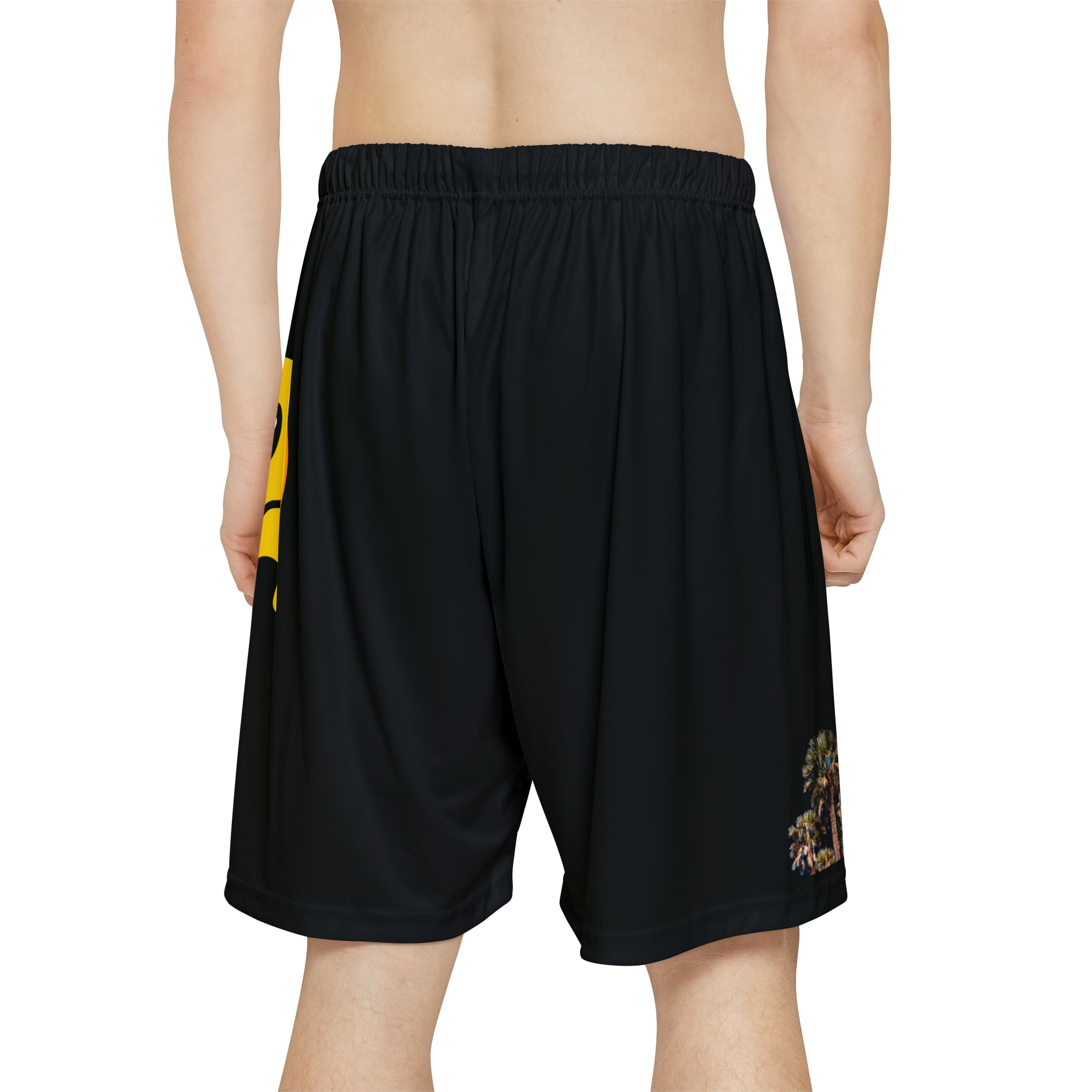 Rich Drip Drippy Smiley Faces Palm Tree Silhouette - Men’s Sports Shorts (AOP) Black