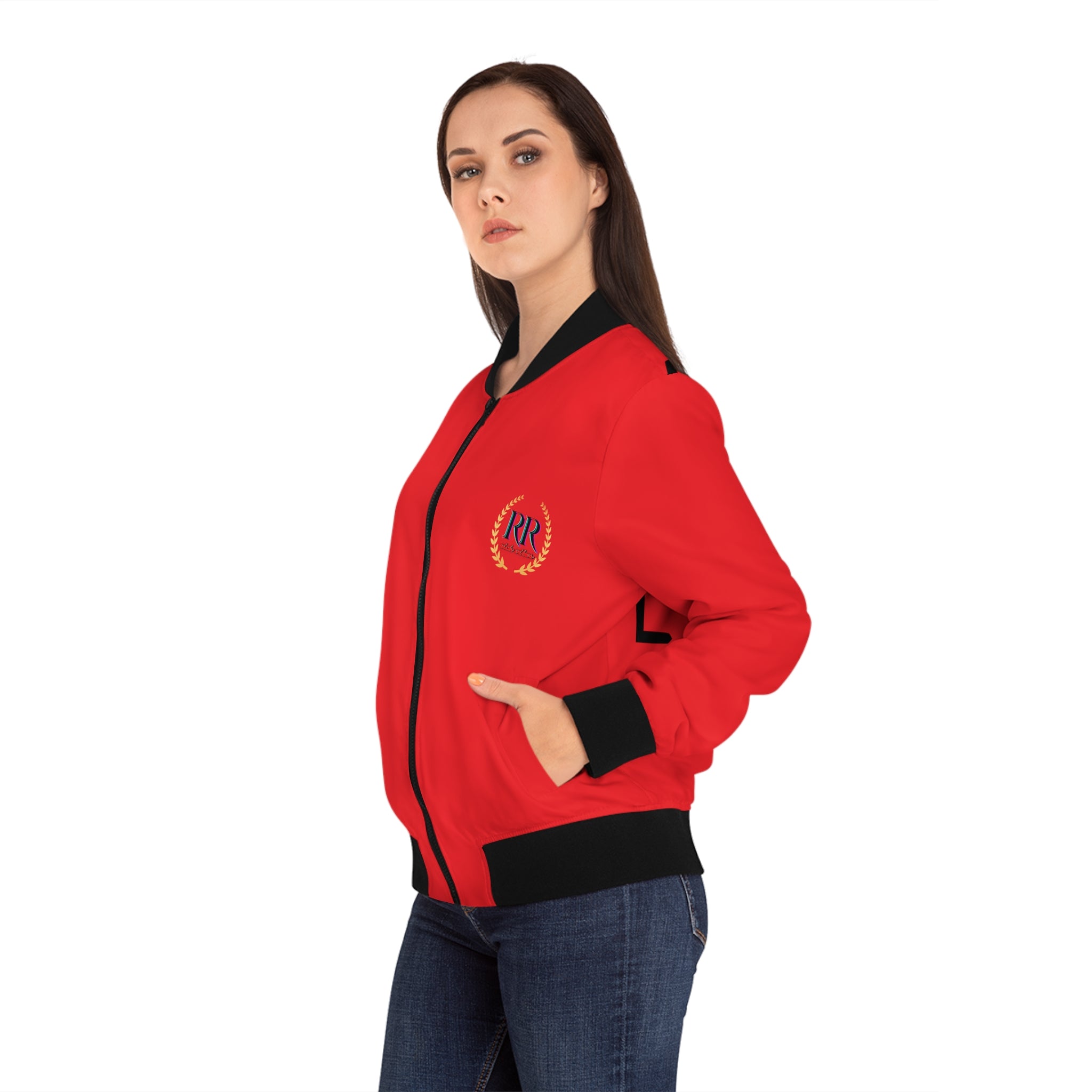 Rich Vibes RR B Eye of the Tiger - Women's Bomber Jacket (AOP) Infrared