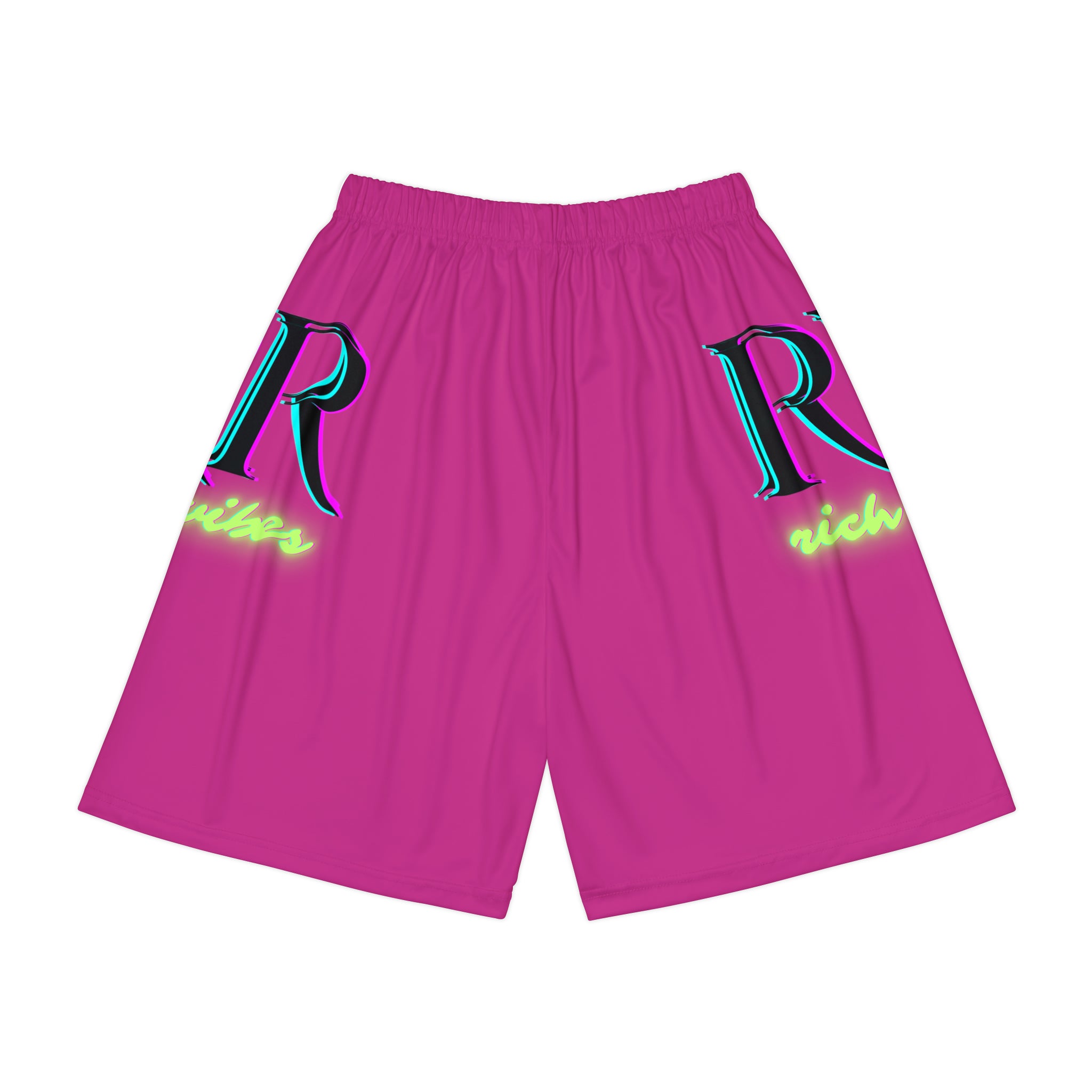 Rich Vibes RR RV Colorful Palm Tree Silhouette - Men’s Sports Shorts (AOP) Pink
