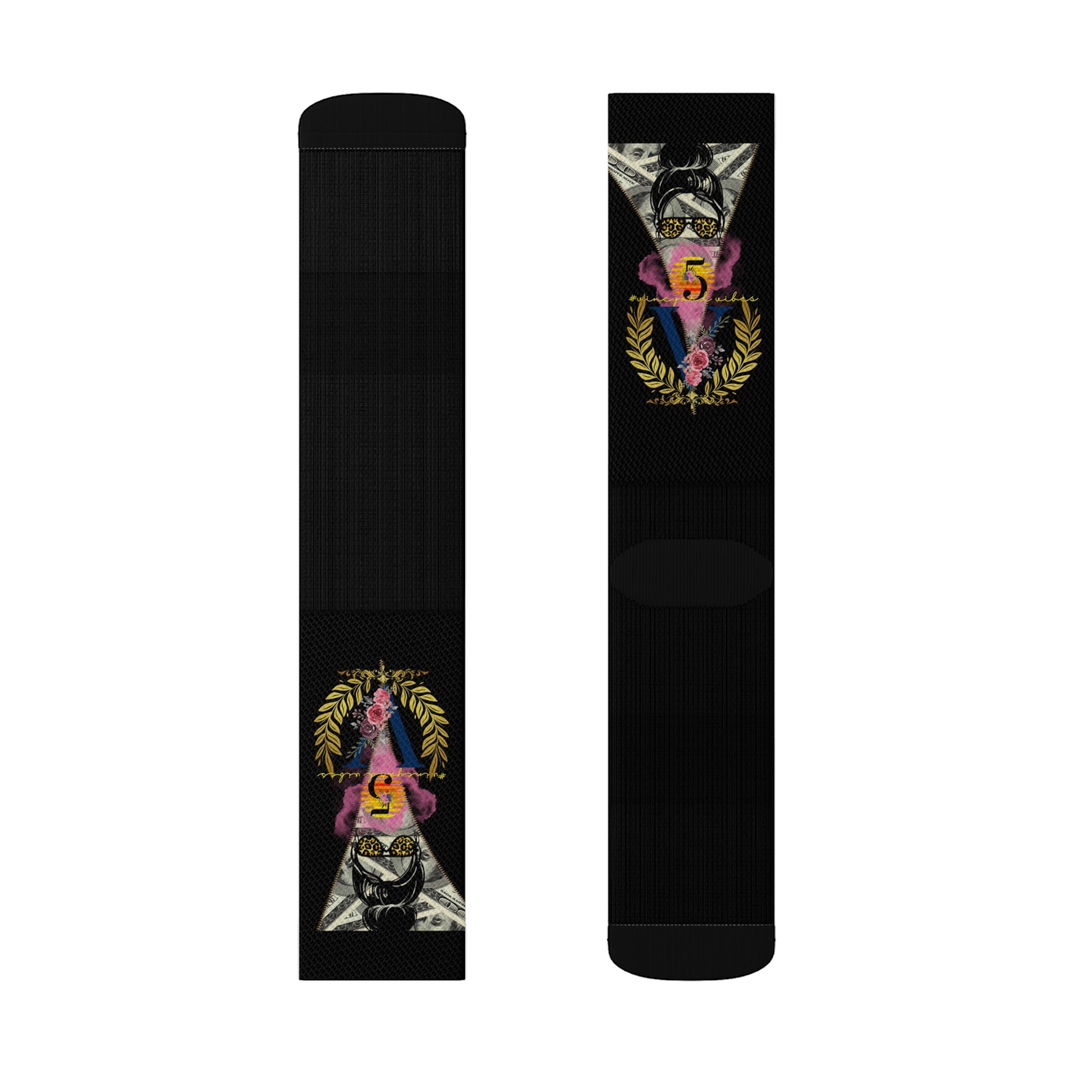 Vineyard Vibes V5 Vibes Colab Black - Sublimation Socks