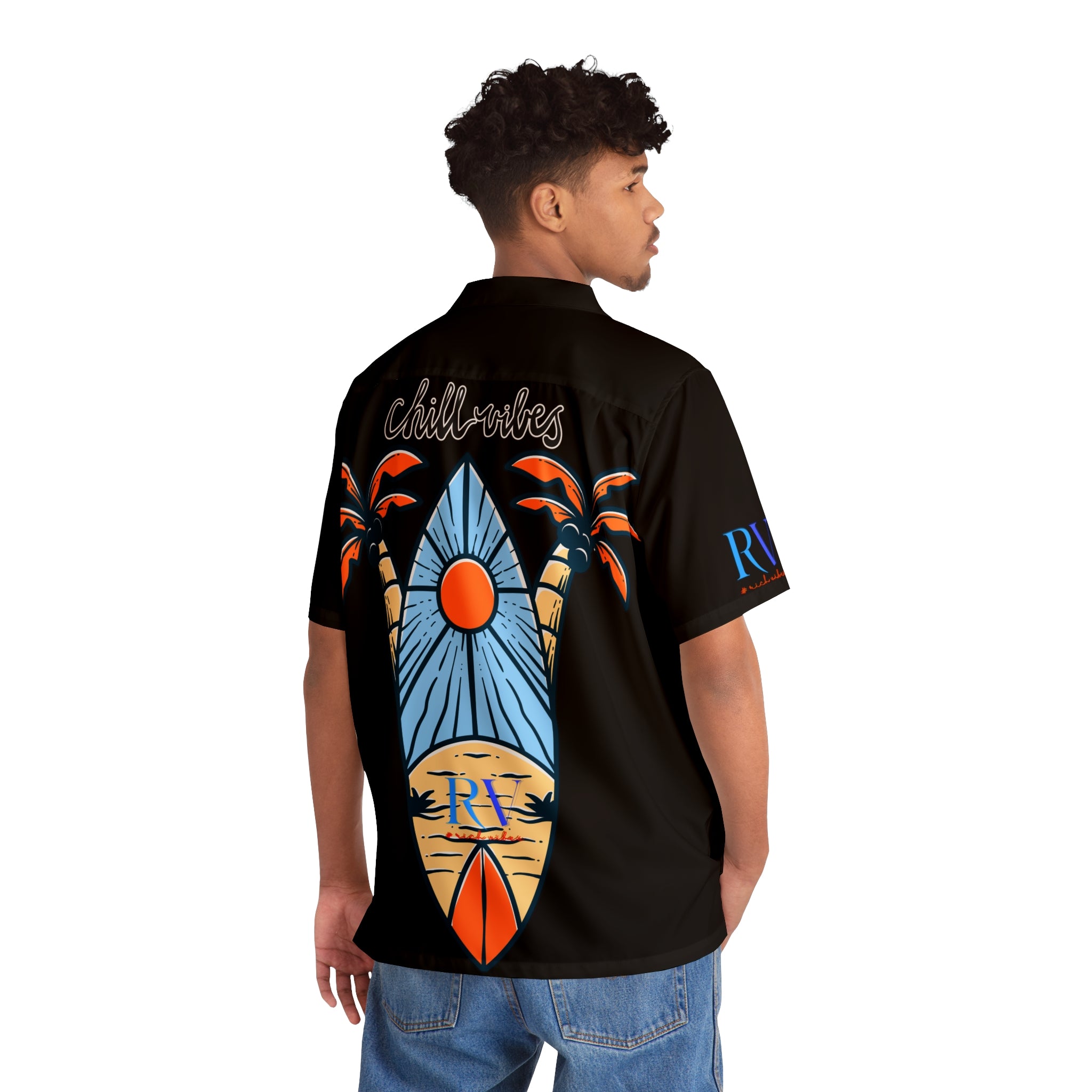 Rich Vibes RV Golfer's Love Chill Vibes - Men's Hawaiian Shirt (AOP)Black