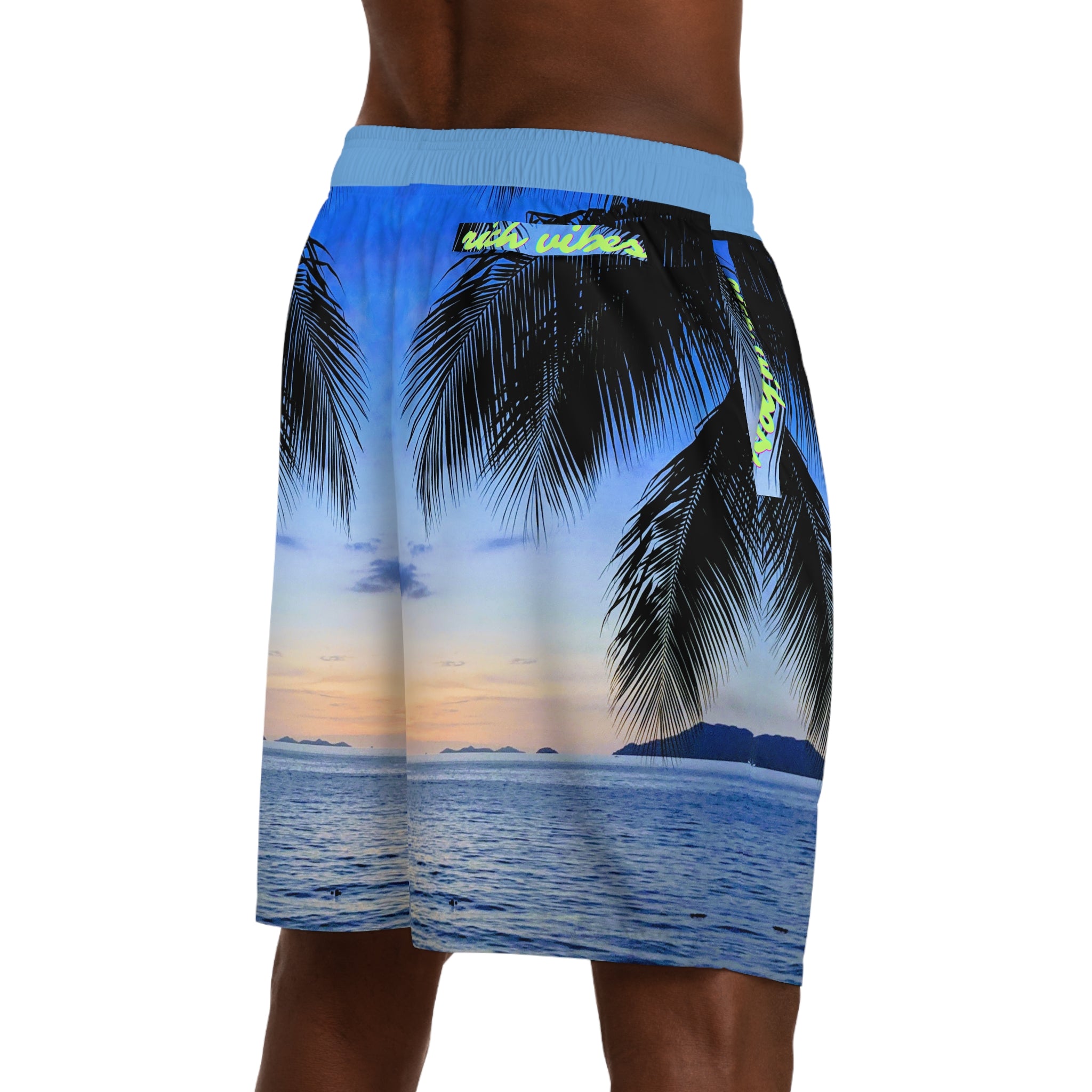 Rich Vibes Volt Blue Sky Sunset - Men's Jogger Shorts (AOP)Light Blue