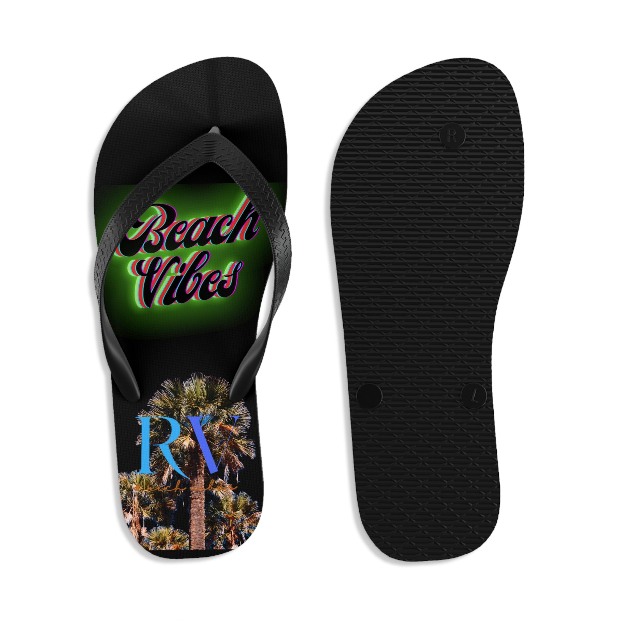 Rich Vibes RV Palm Tree Beach Vibes - Unisex Flip-Flops - L