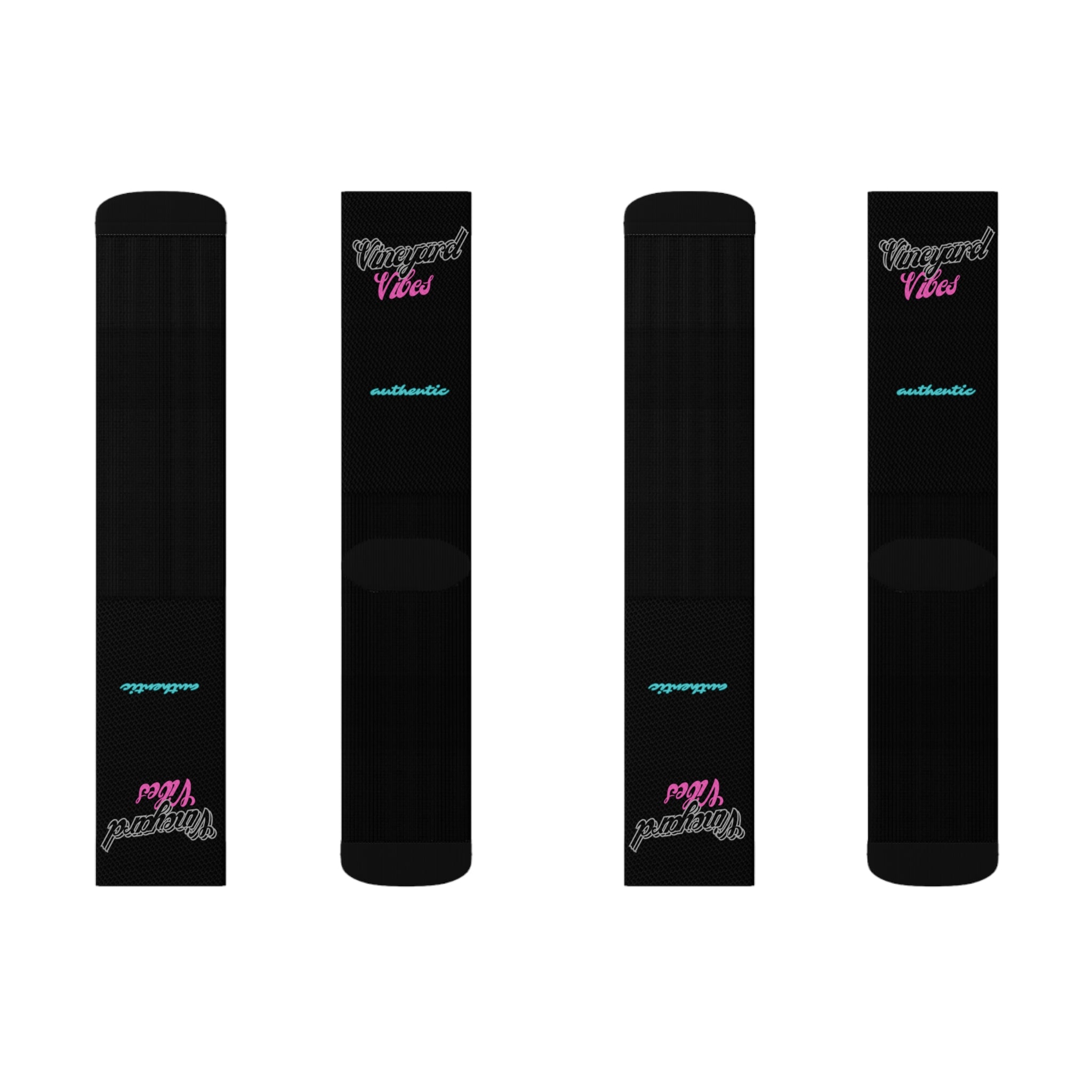 Vineyard Vibes Pink Silhouette Black - Sublimation Socks