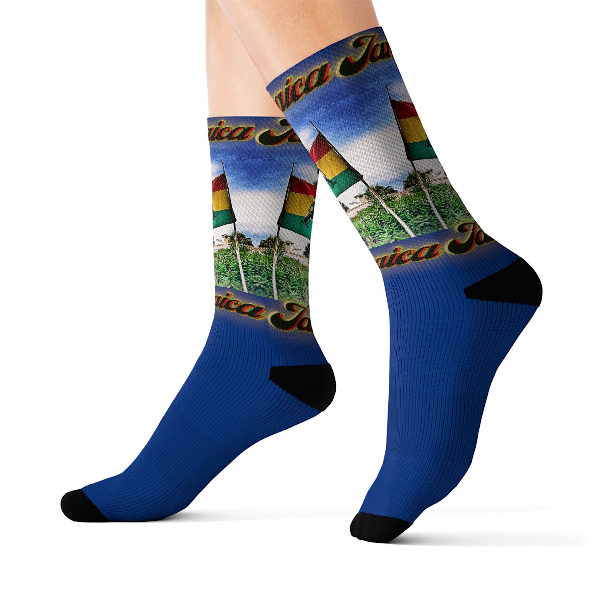 Lion Of Judah Jamaica Flag Dark Blue - Sublimation Socks