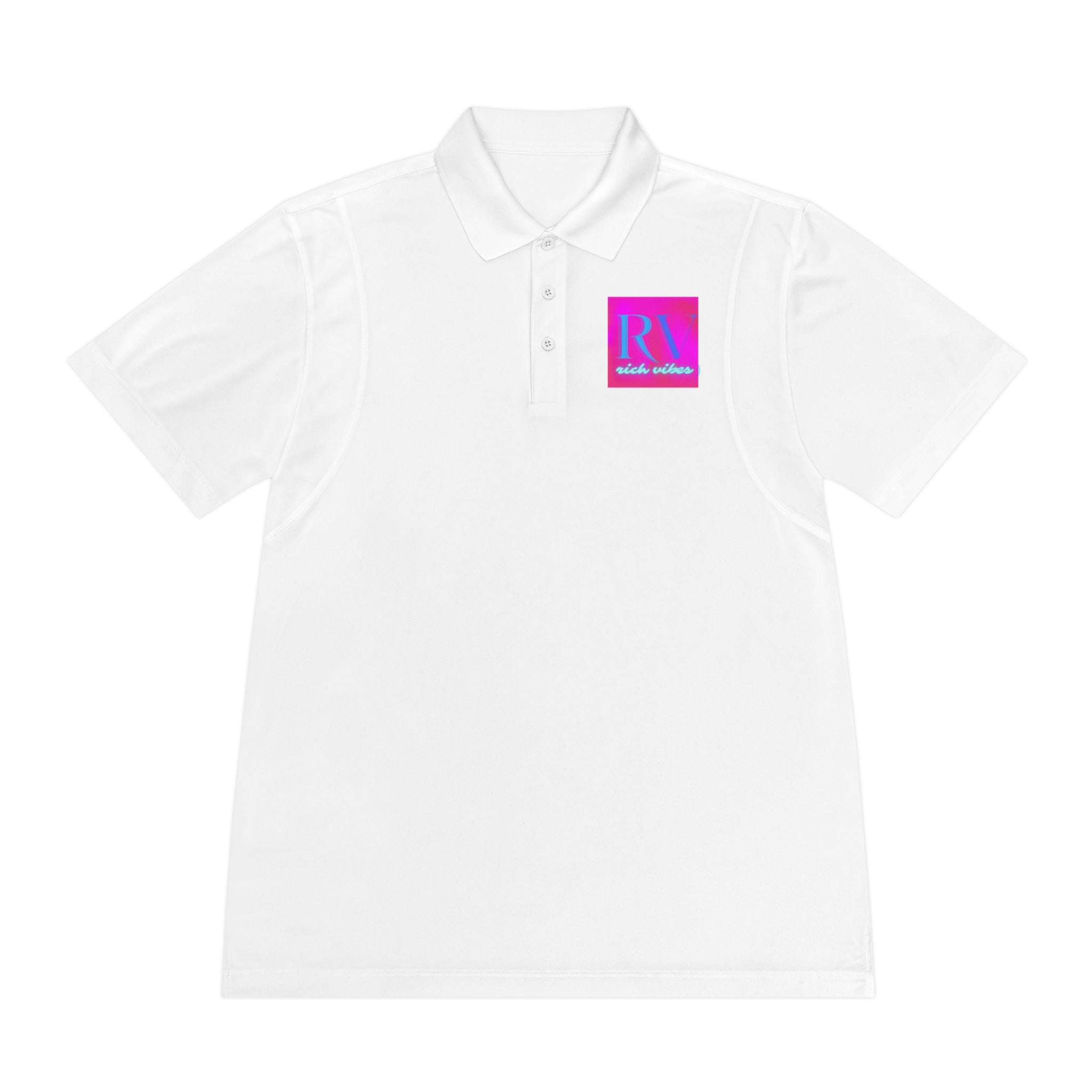 Rich Vibes RV Palm Tree Tropical Pink Back Logo 2.0 - Men's Sport Polo Shirt