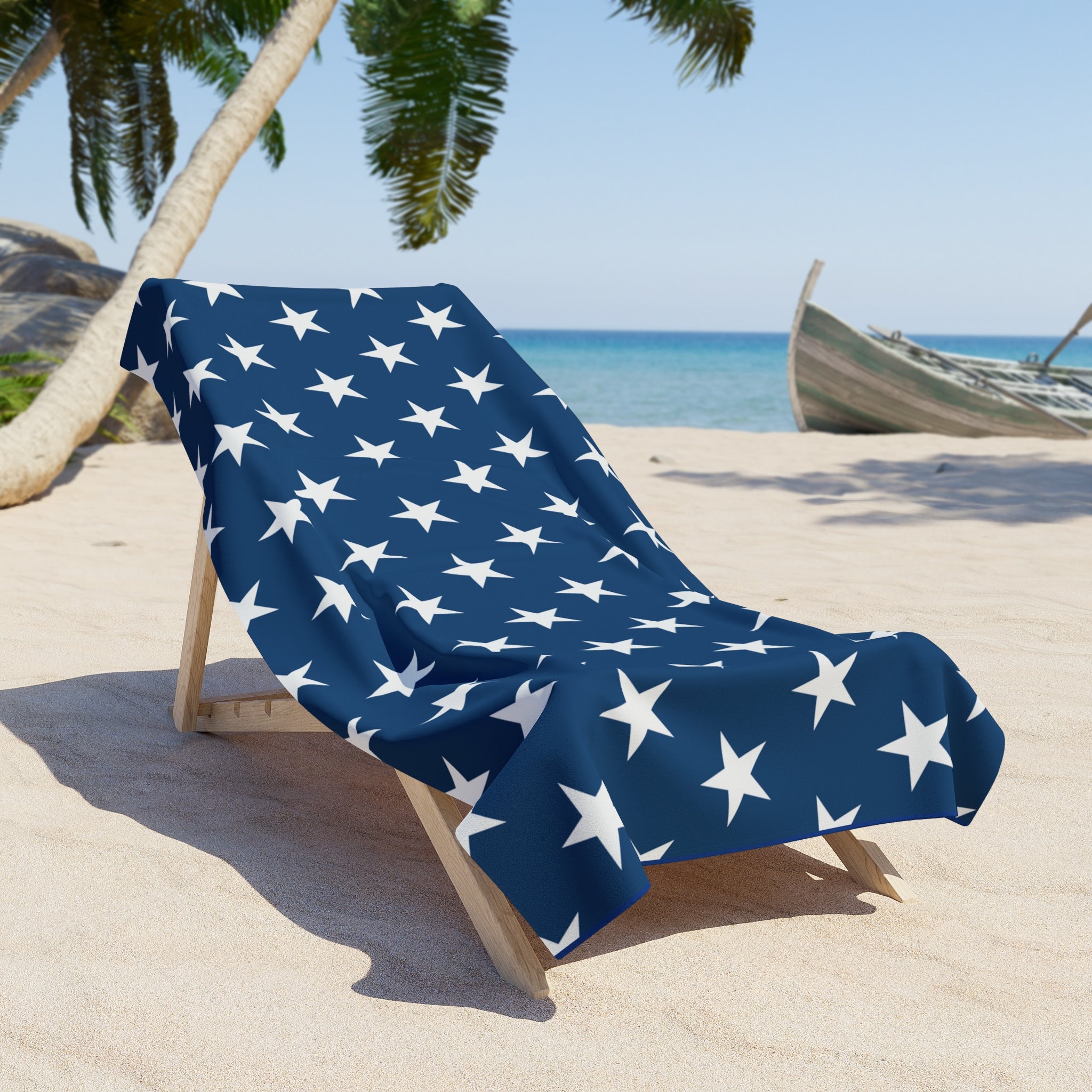 White Stars Beach Towel - Blue