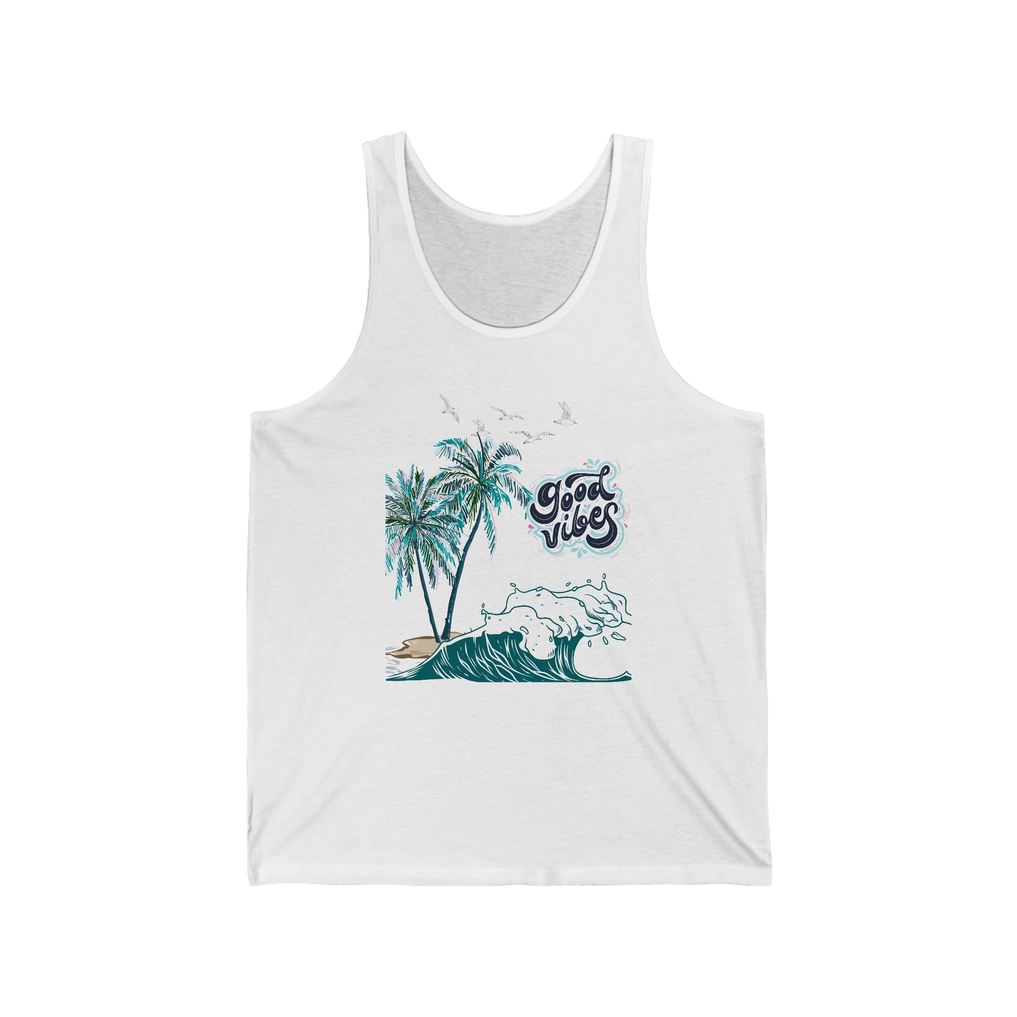 Rich Vibes Water Wave Palm Tree Good Vibes - Unisex Jersey Tank