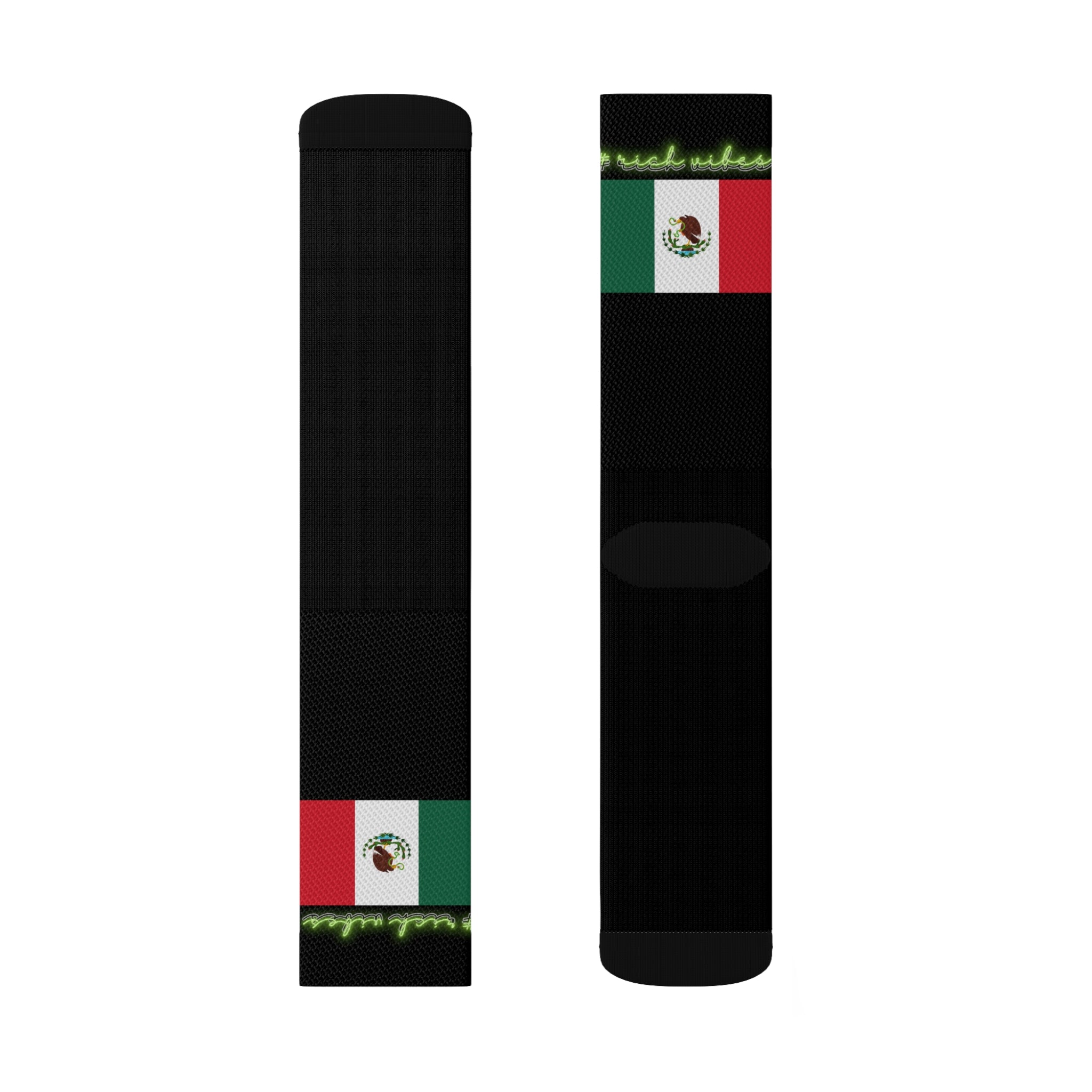 Rich Vibes Volt Mexican Flag Black - Sublimation Socks
