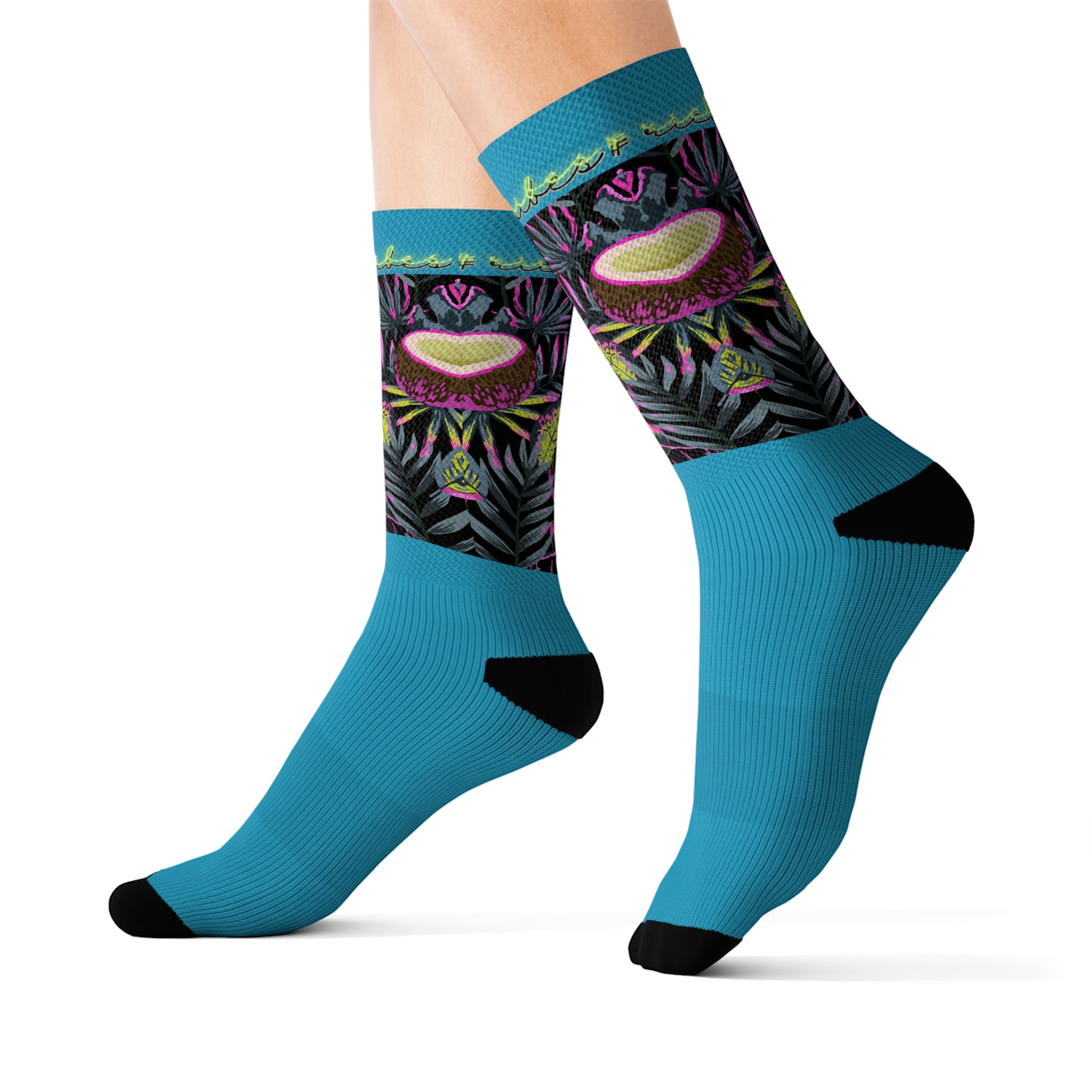 Rich Vibes Volt Tropical Coconut Turquoise - Sublimation Socks