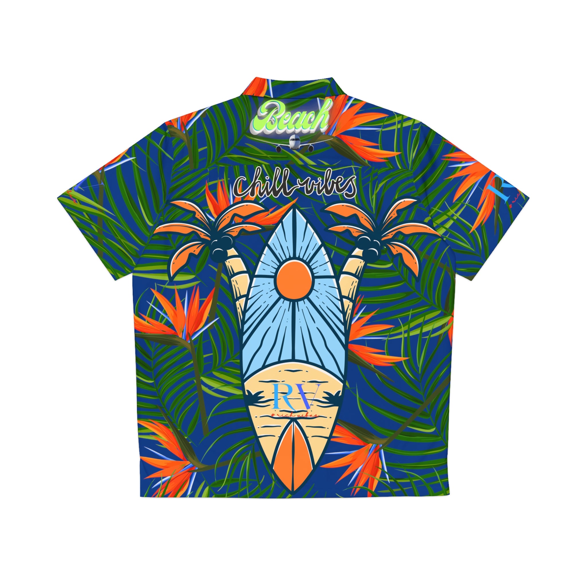 Rich Vibes Tropical RV Golfer's Love Chill Vibes - Men's Hawaiian Shirt (AOP)Florida Gator Blue