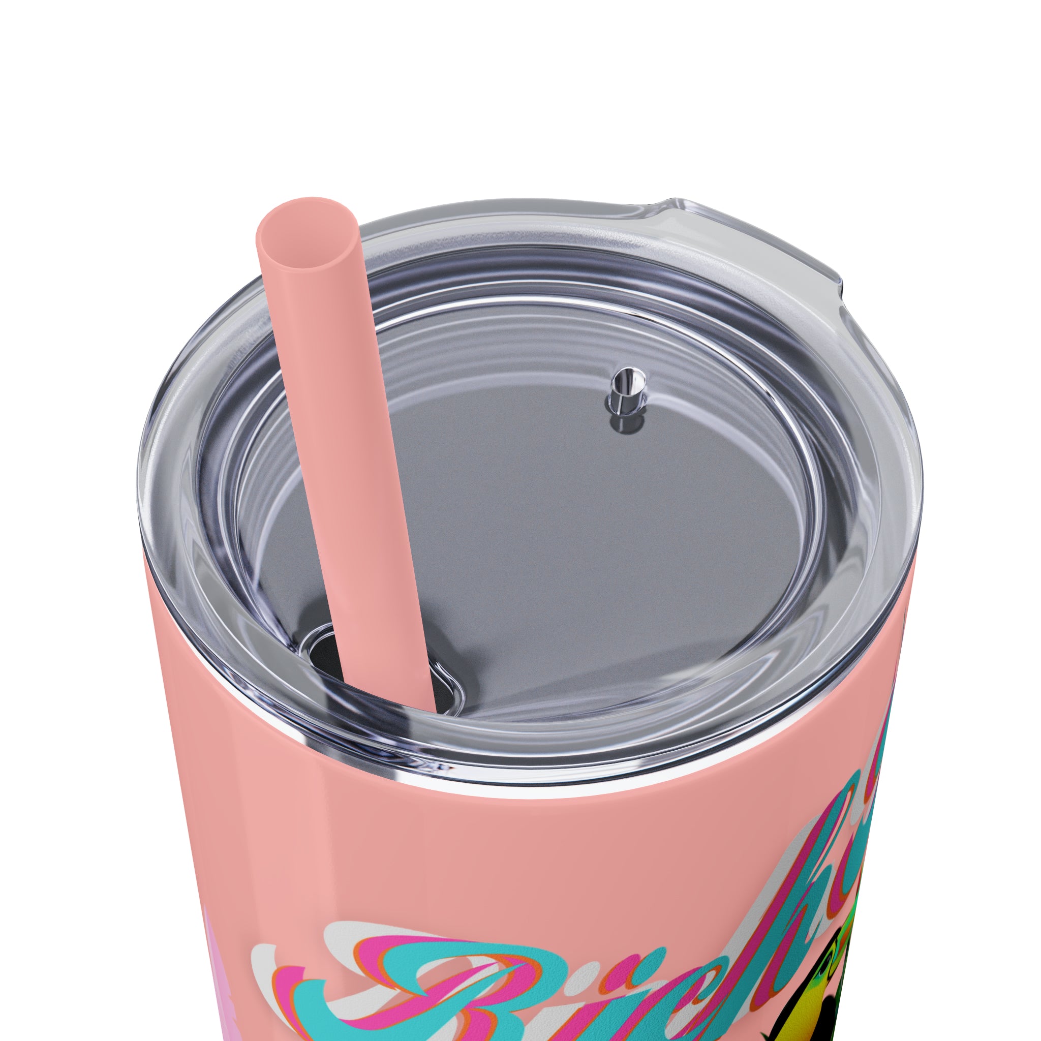 Rich Drip Tropical Pink Palm Tree - Skinny Tumbler with Straw, 20oz
