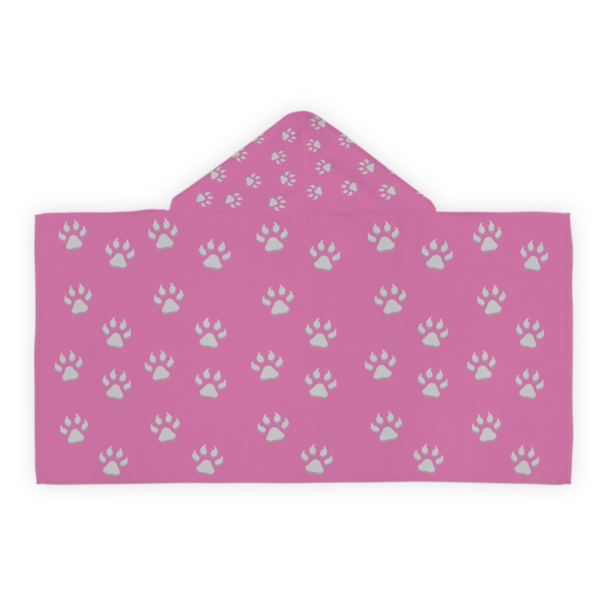 Tiger Cub Paw Print - Youth Hooded Towel (Light Pink)