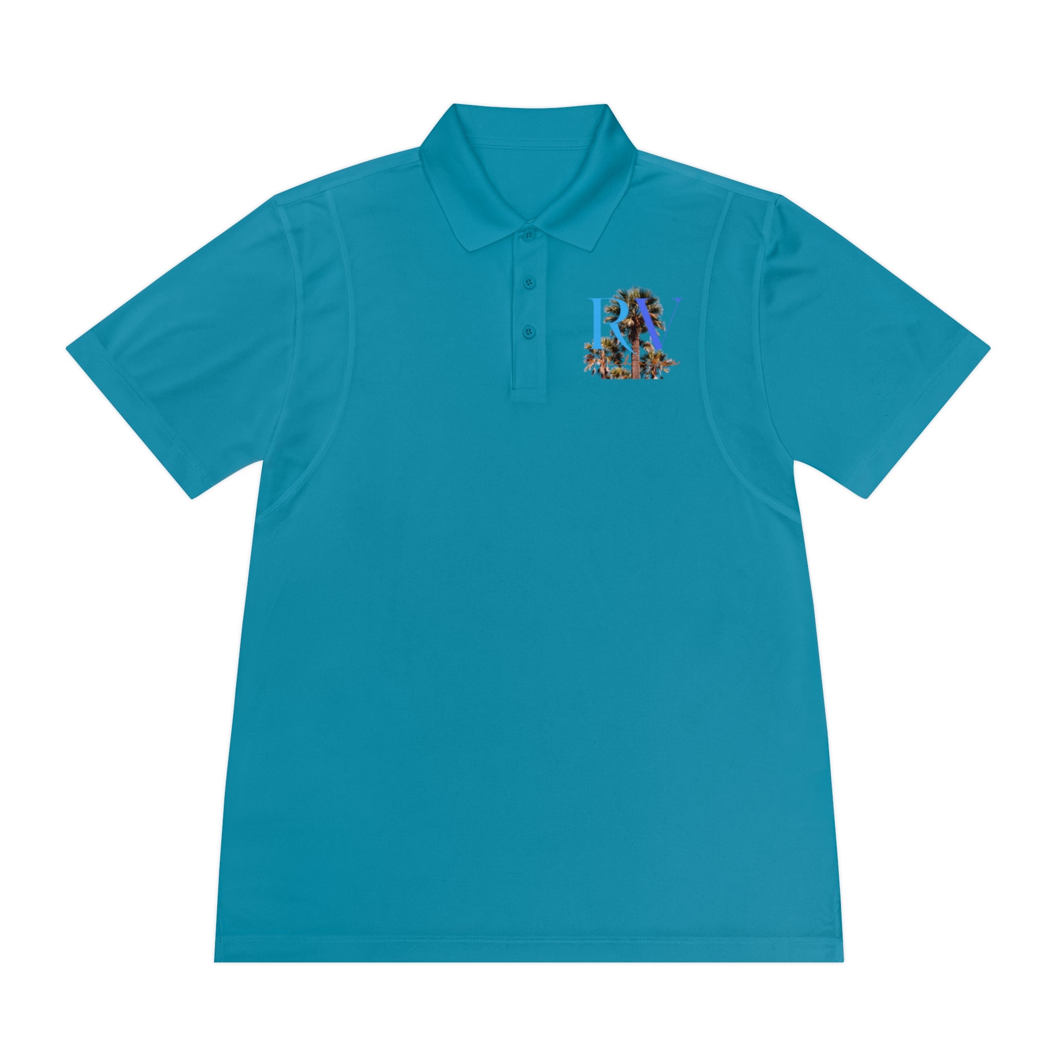 Rich Vibes Palm Trees RV Logo Blue Skies - Men's Sport Polo Shirt