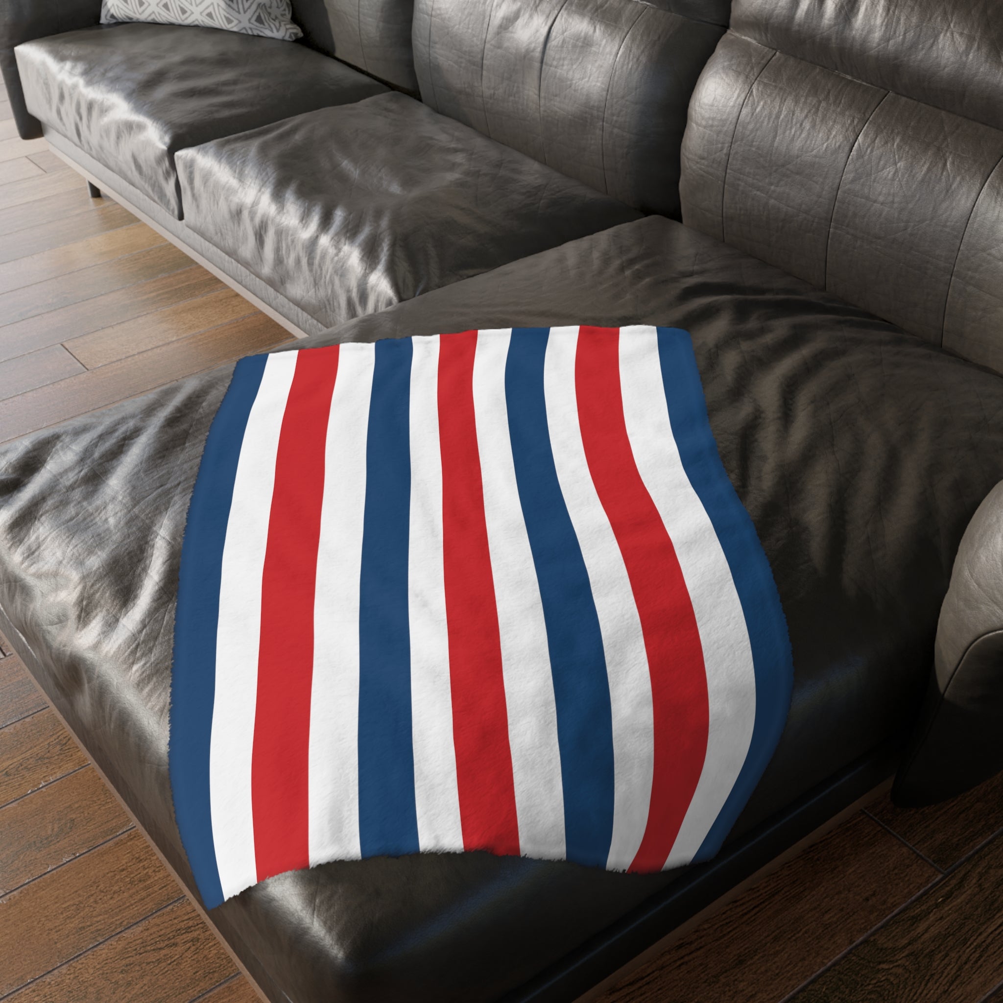 Stars and Stripes Blue Velveteen Minky Blanket - (Two-sided print)