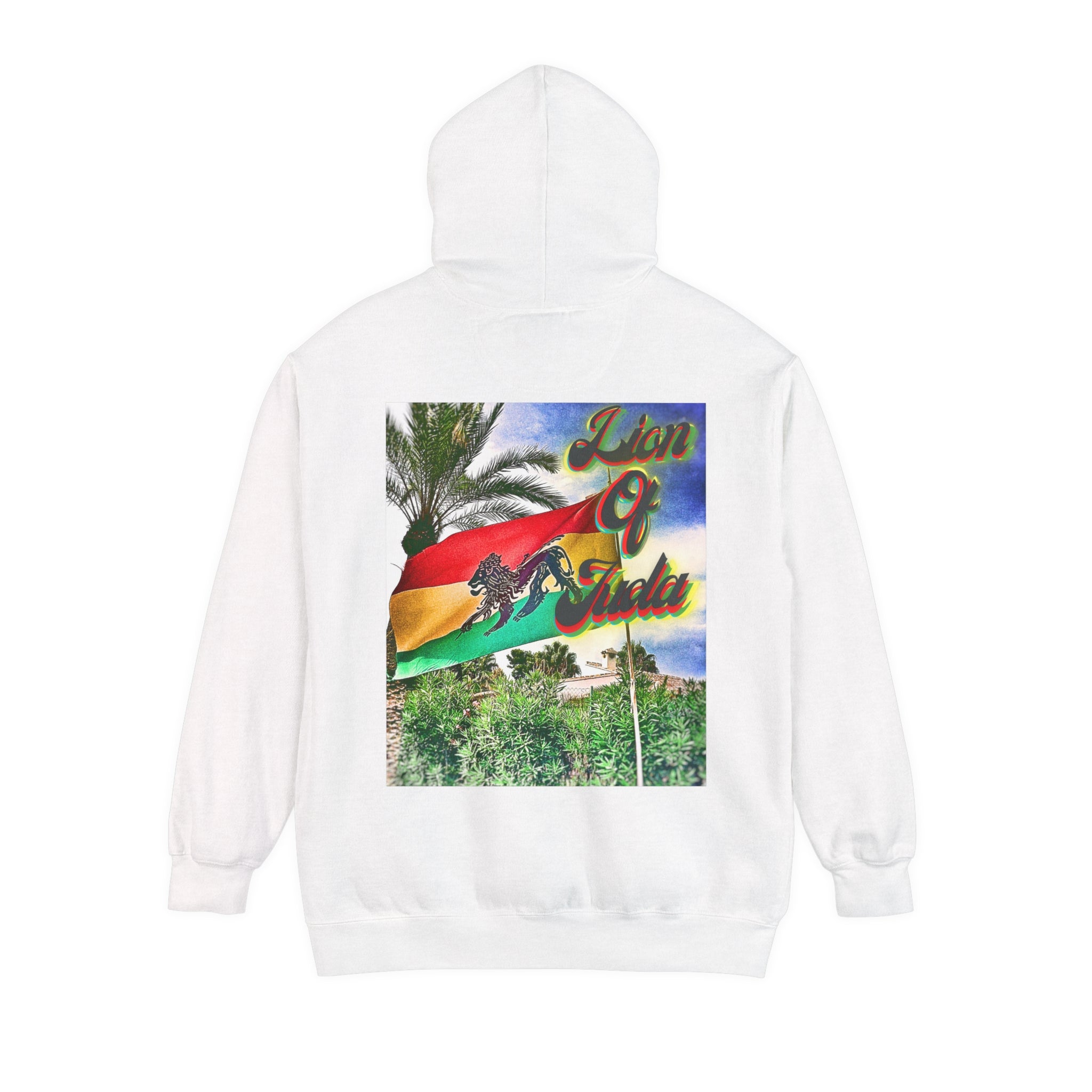 Jamaica Lion Of Judah Flag White - Garment-Dyed Hoodie