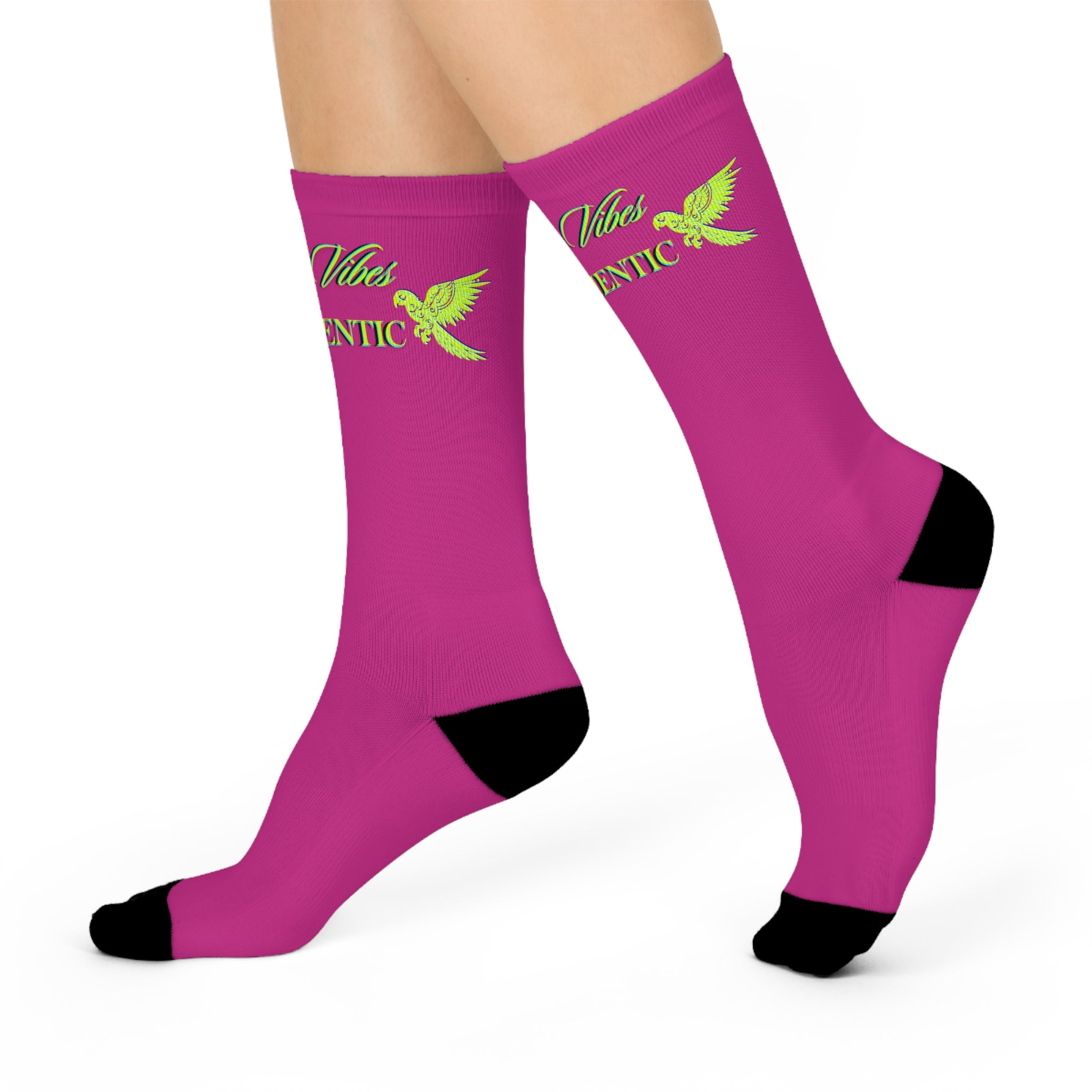 Rich Vibes Authentic Volt Parrot Logo - Cushioned Crew Socks (Pink)