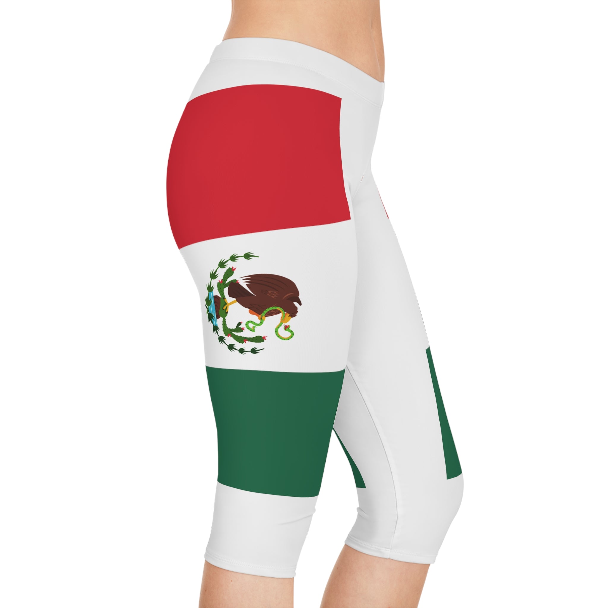 Vineyard Vibes Mexican Flag Beach Vibes 1.0 - Women's Capri Leggings (AOP)White