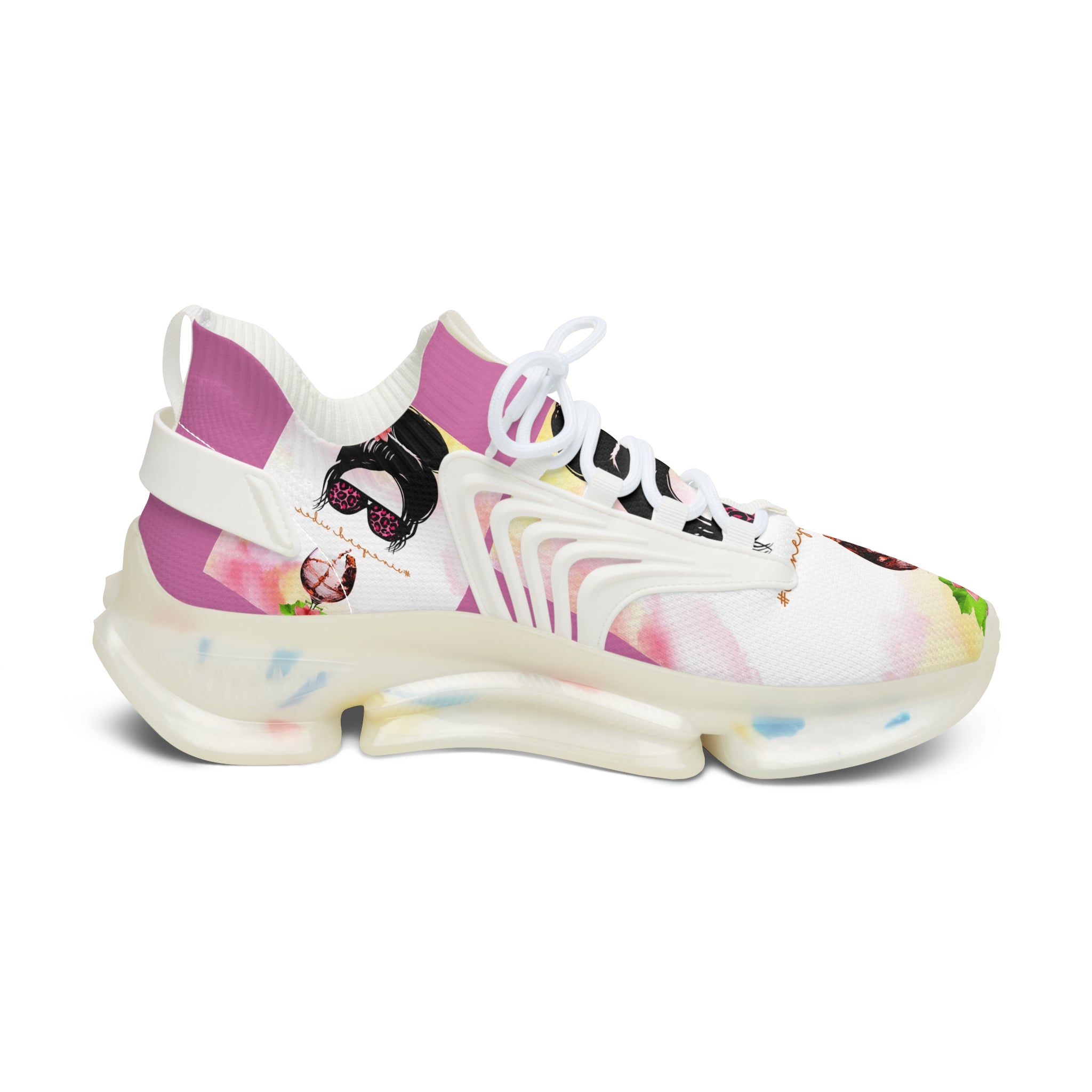 Vineyard Vibes Pink Water Color - Women's Mesh Sneakers