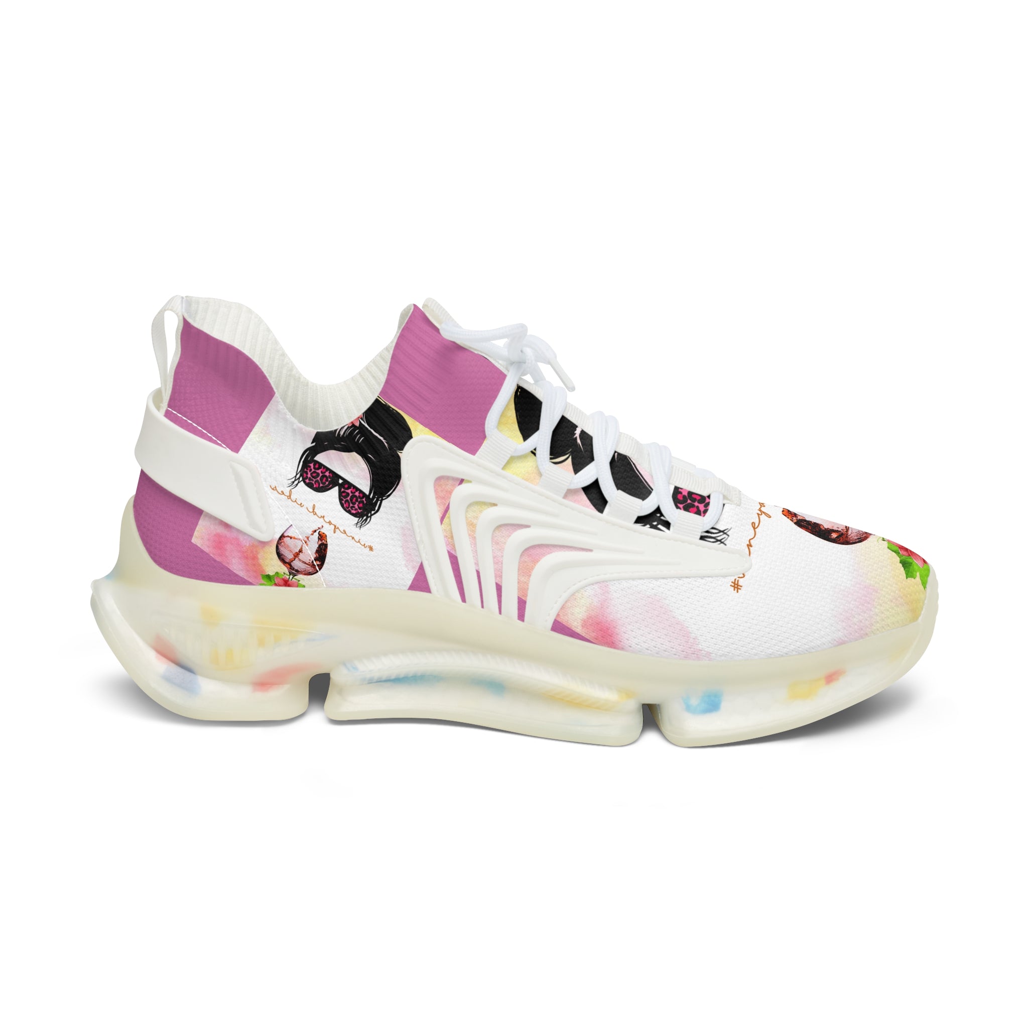 Vineyard Vibes Pink Water Color - Women's Mesh Sneakers