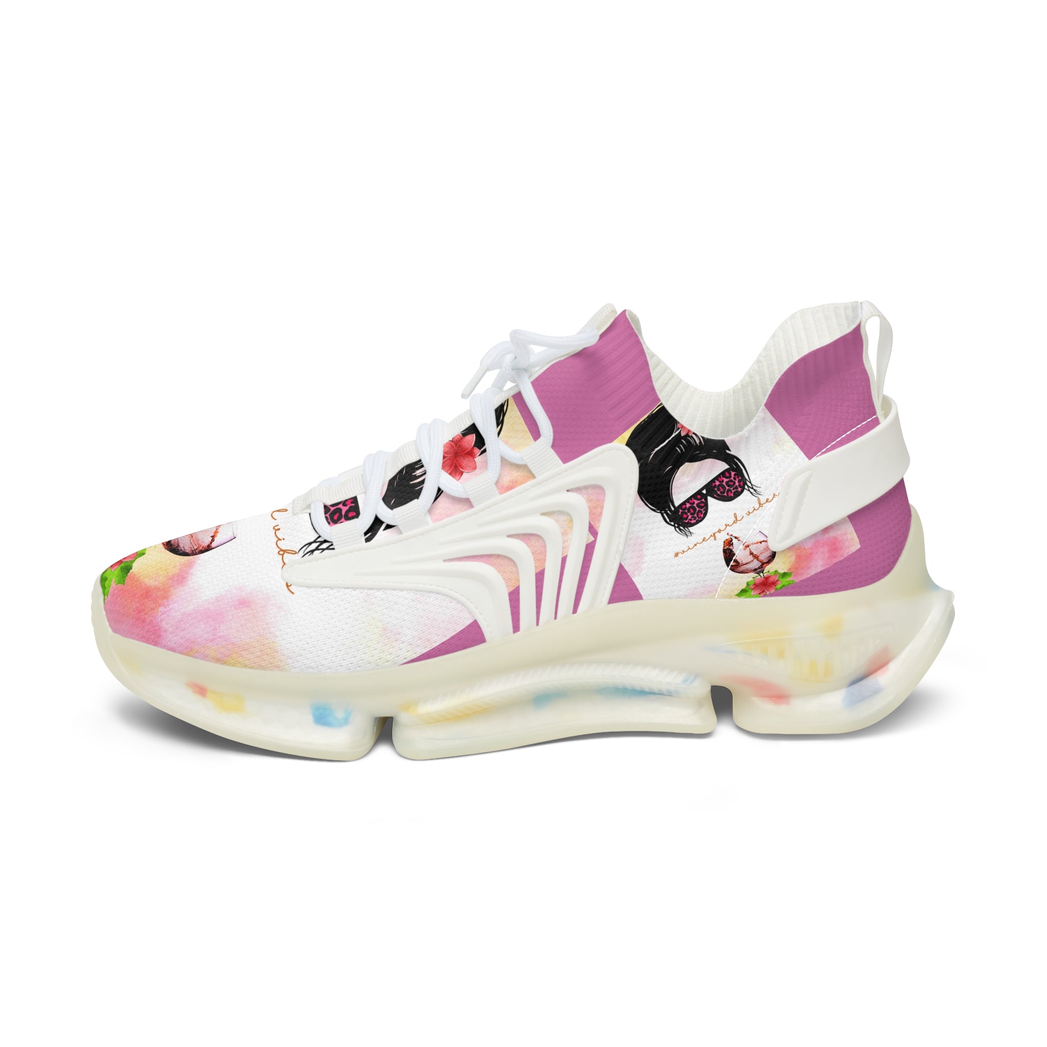 Vineyard Vibes Pink Water Color - Women's Mesh Sneakers