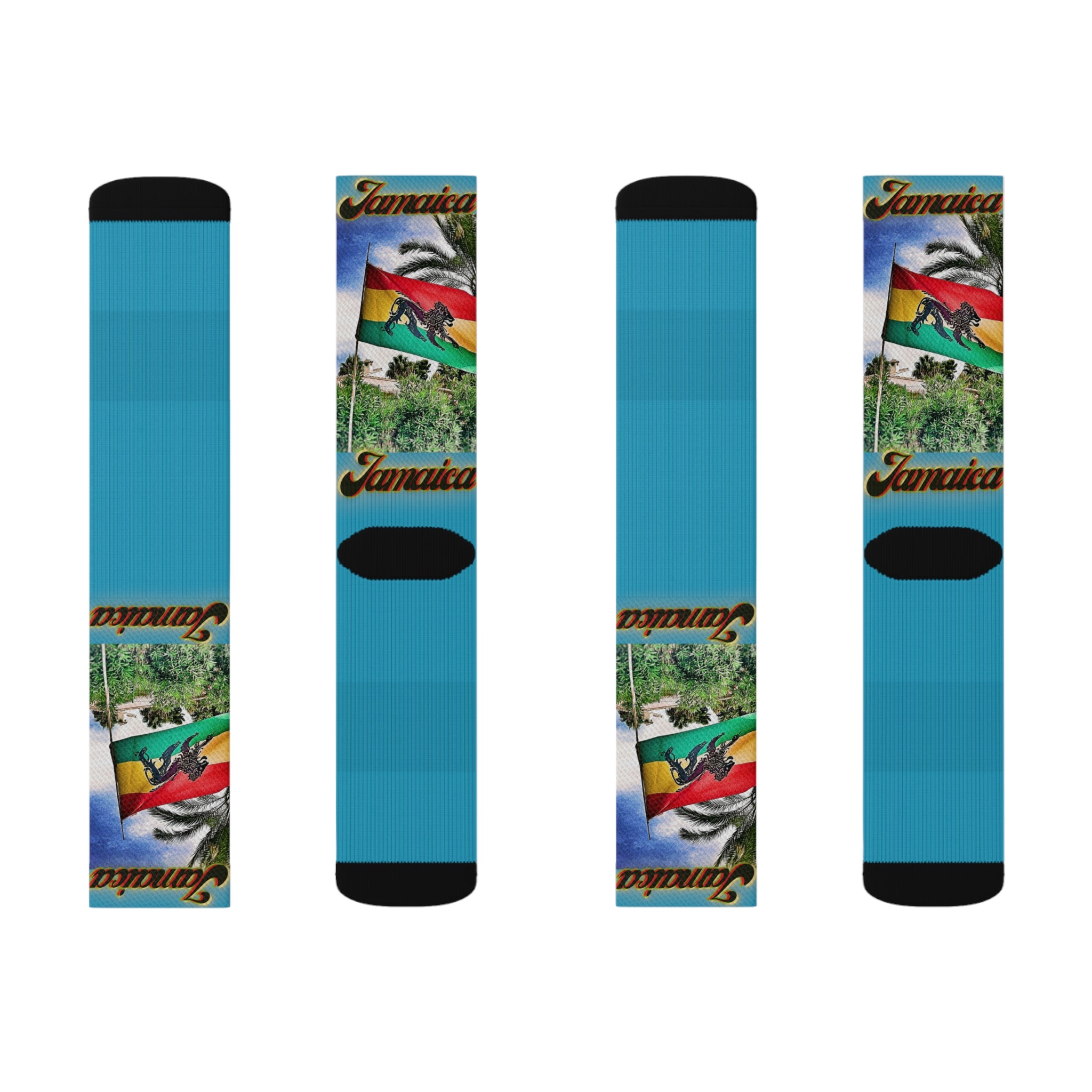 Lion Of Judah Jamaica Flag Turquiose - Sublimation Socks