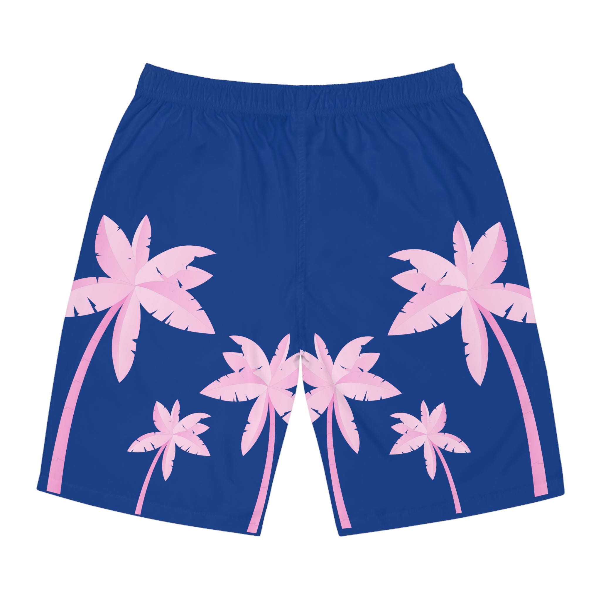 Rich Vibes Royal Blue Tropical Pink Palm Tree Beach Chill Vibes 1.2 - Men's Board Shorts (AOP)