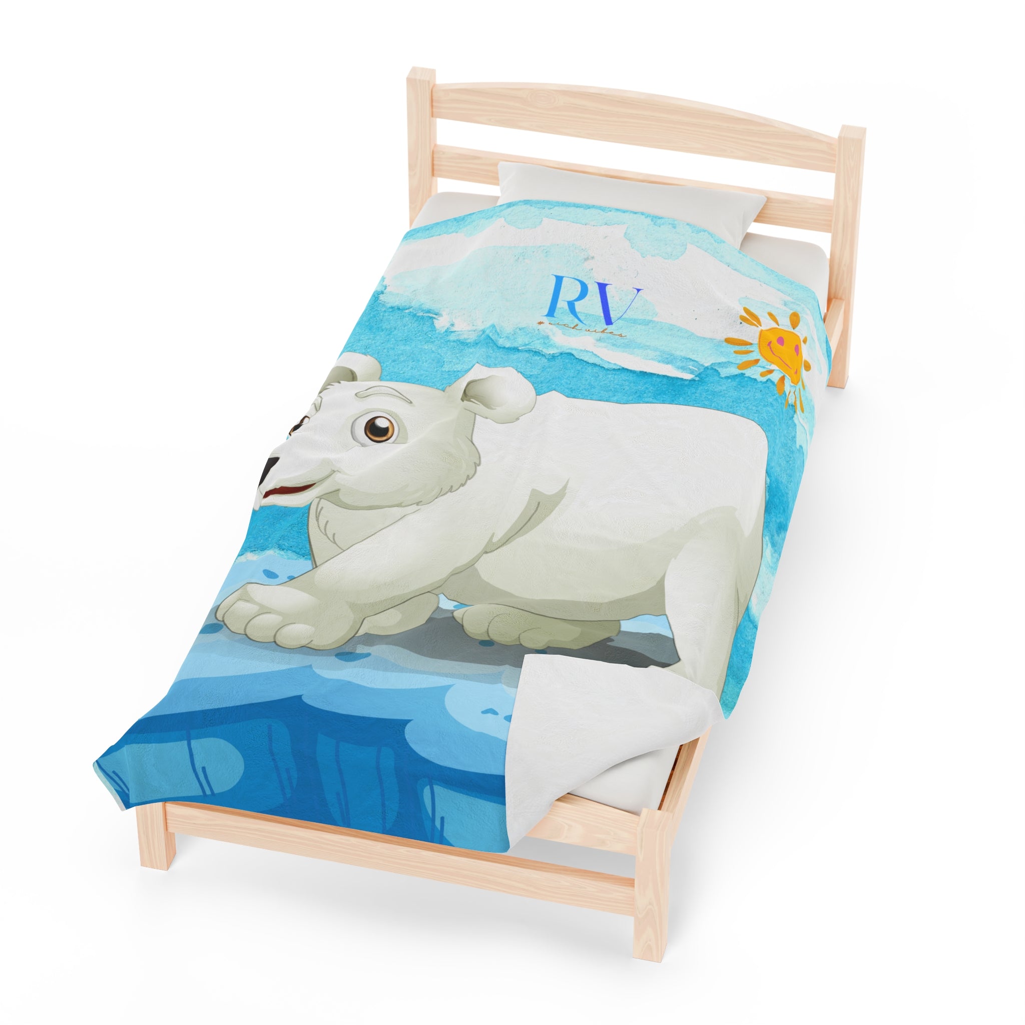 RV Polar Bear Smiley Sunshine - Velveteen Plush Blanket