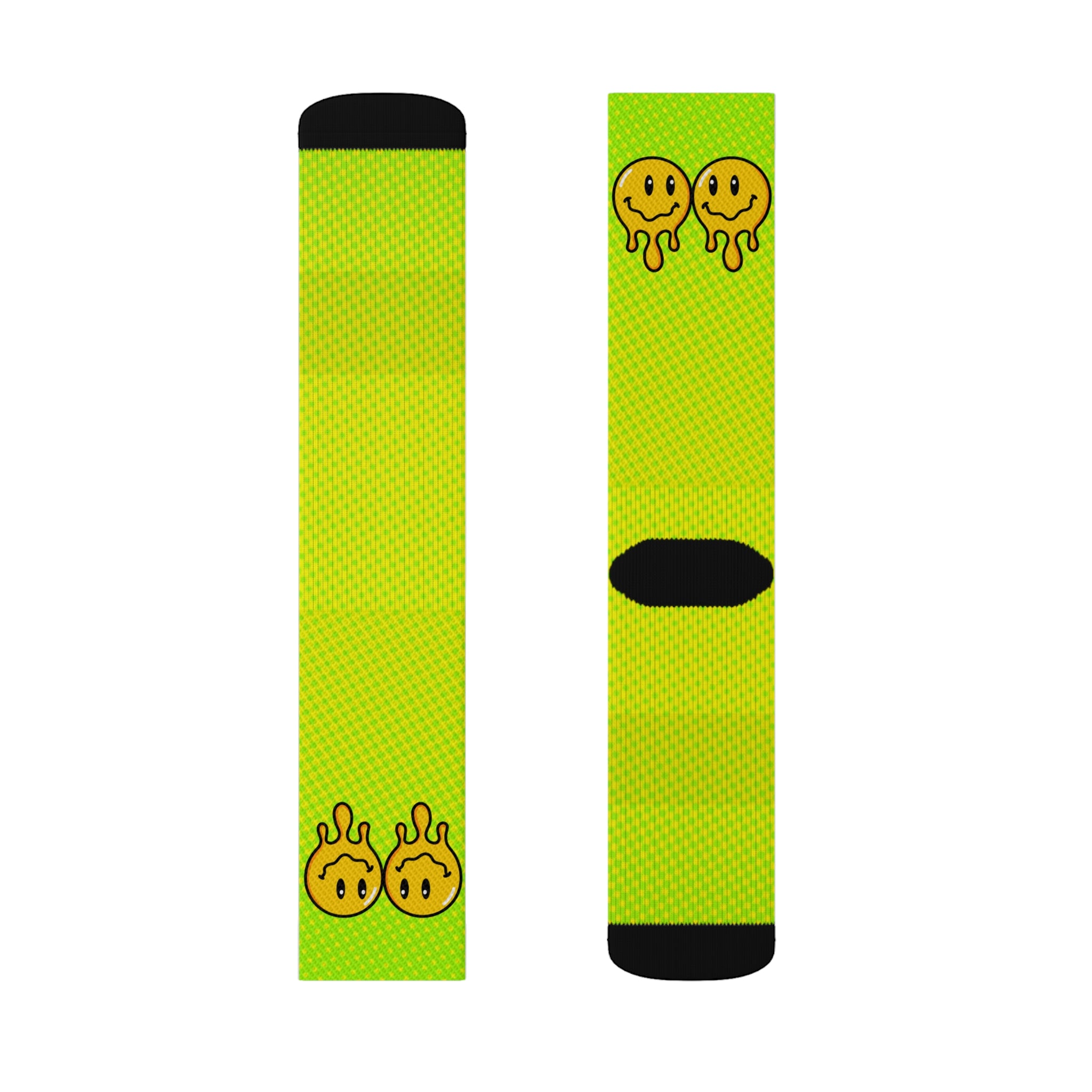 Rich Drip Volt Green Drippy Smiley Face - Sublimation Socks