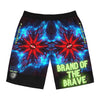 RV Brand Of The Brave RR Volt Bass Abstract Tiger Shield 2.0 Black - Men's Board Shorts (AOP)
