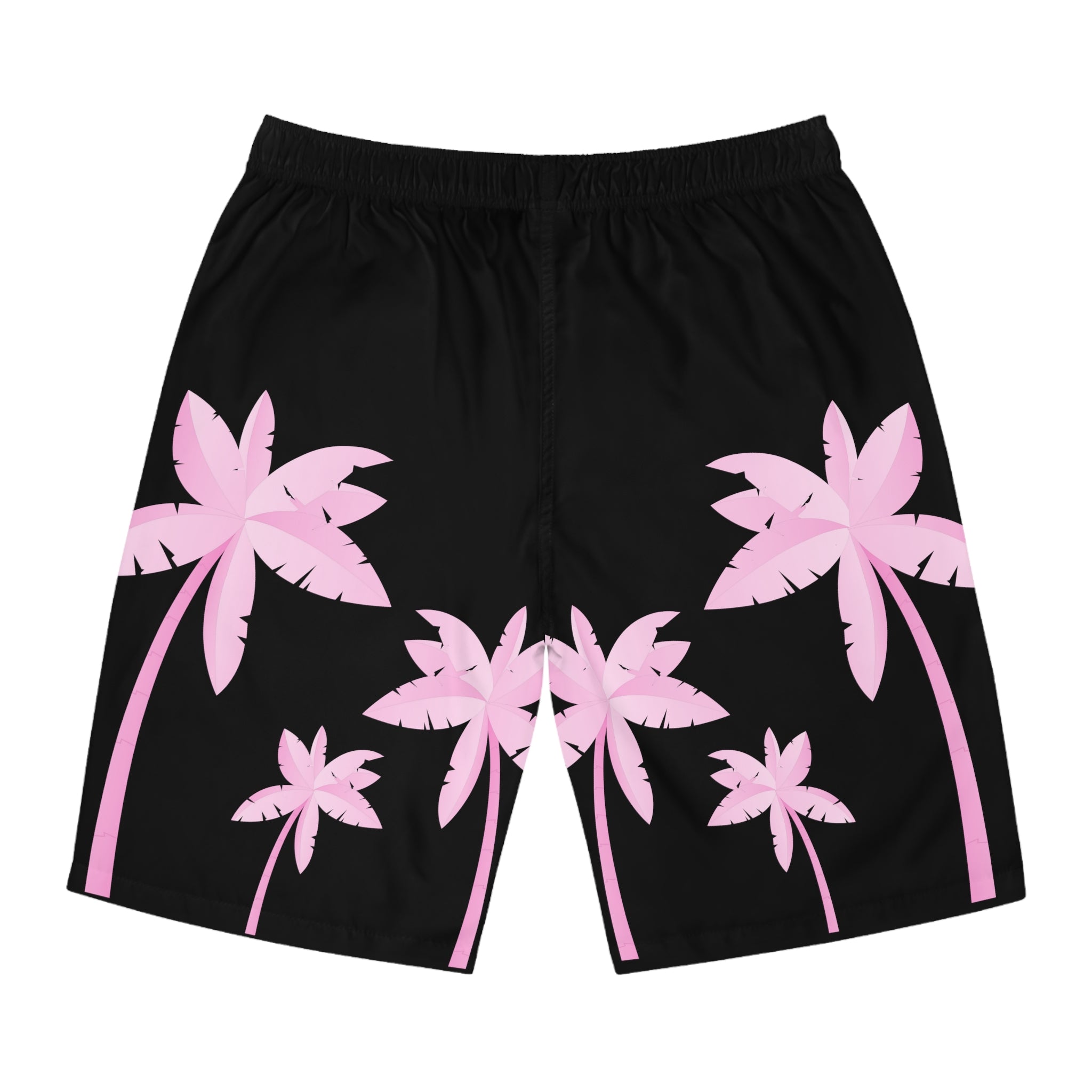 Rich Vibes Black Volt Tropical Pink Palm Tree Beach Chill Vibes 1.0 - Men's Board Shorts (AOP)