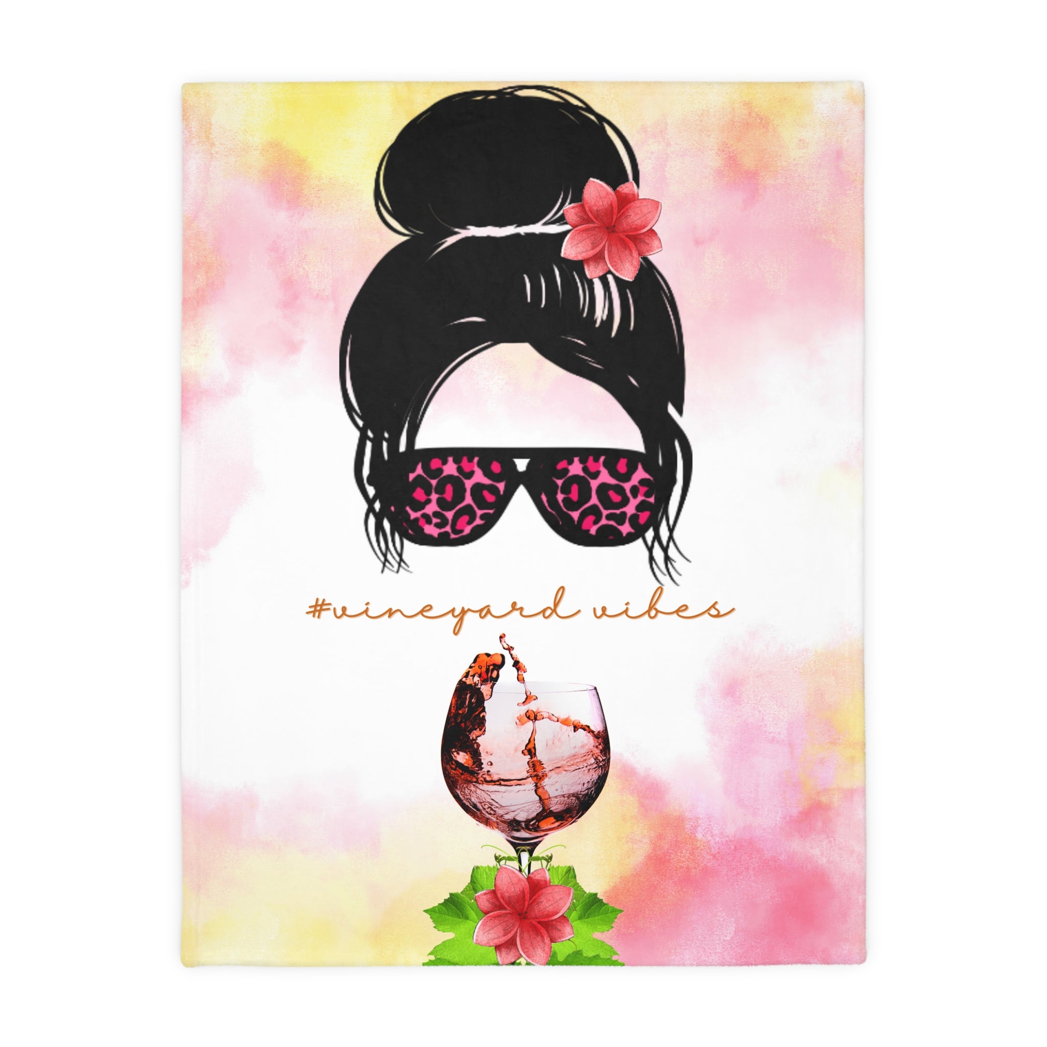 Vineyard Vibes Water Colors Velveteen Minky Blanket (Two-sided print)