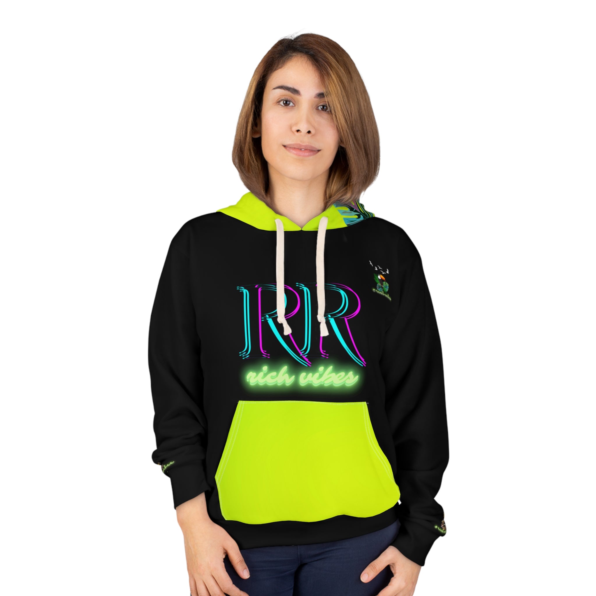 Rich Vibes Lime Green Volt RR Tropical Jungle Tiger 1.2 - Unisex Pullover Hoodie (AOP)