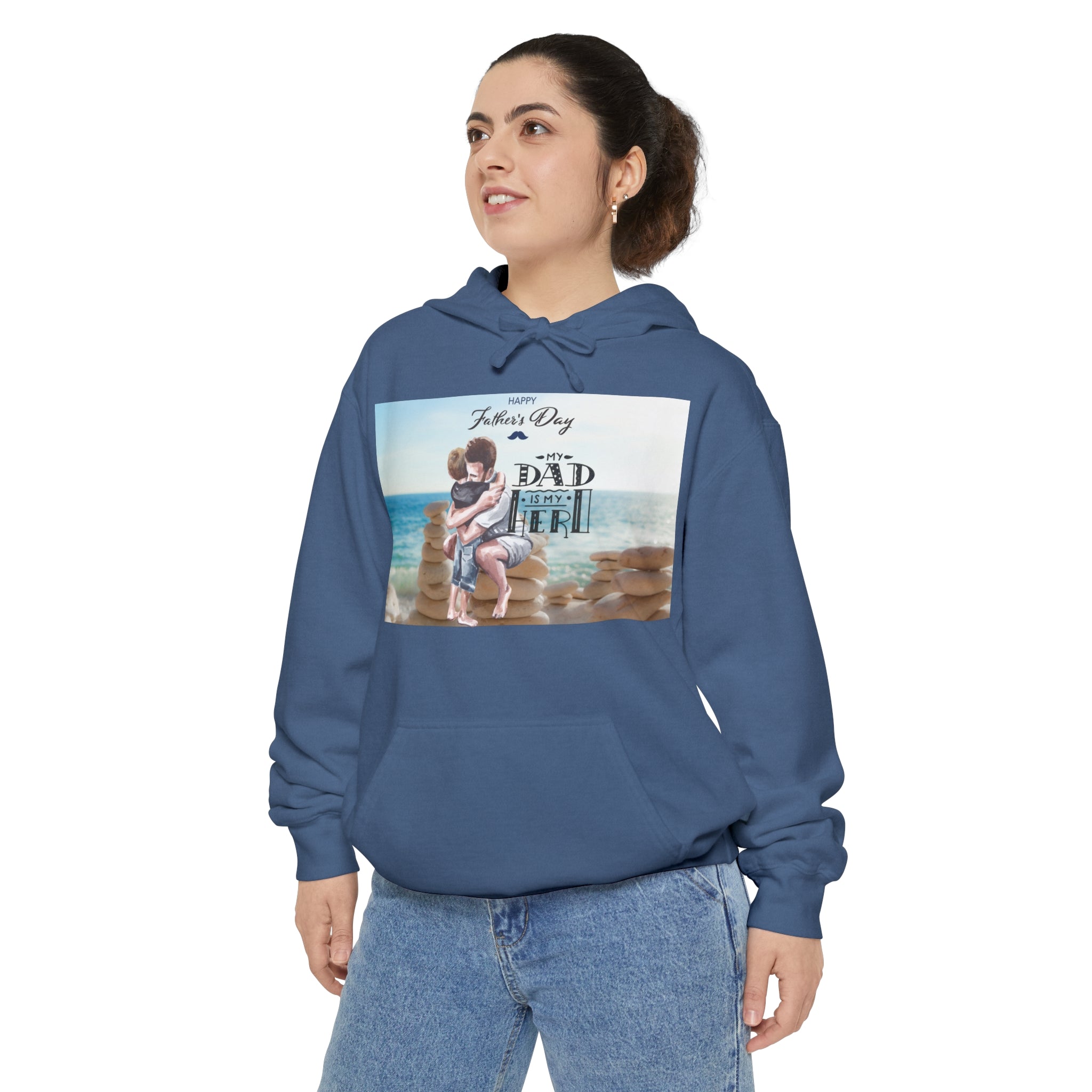 A Father's Heart Father's Day Denim - Garment-Dyed Hoodie