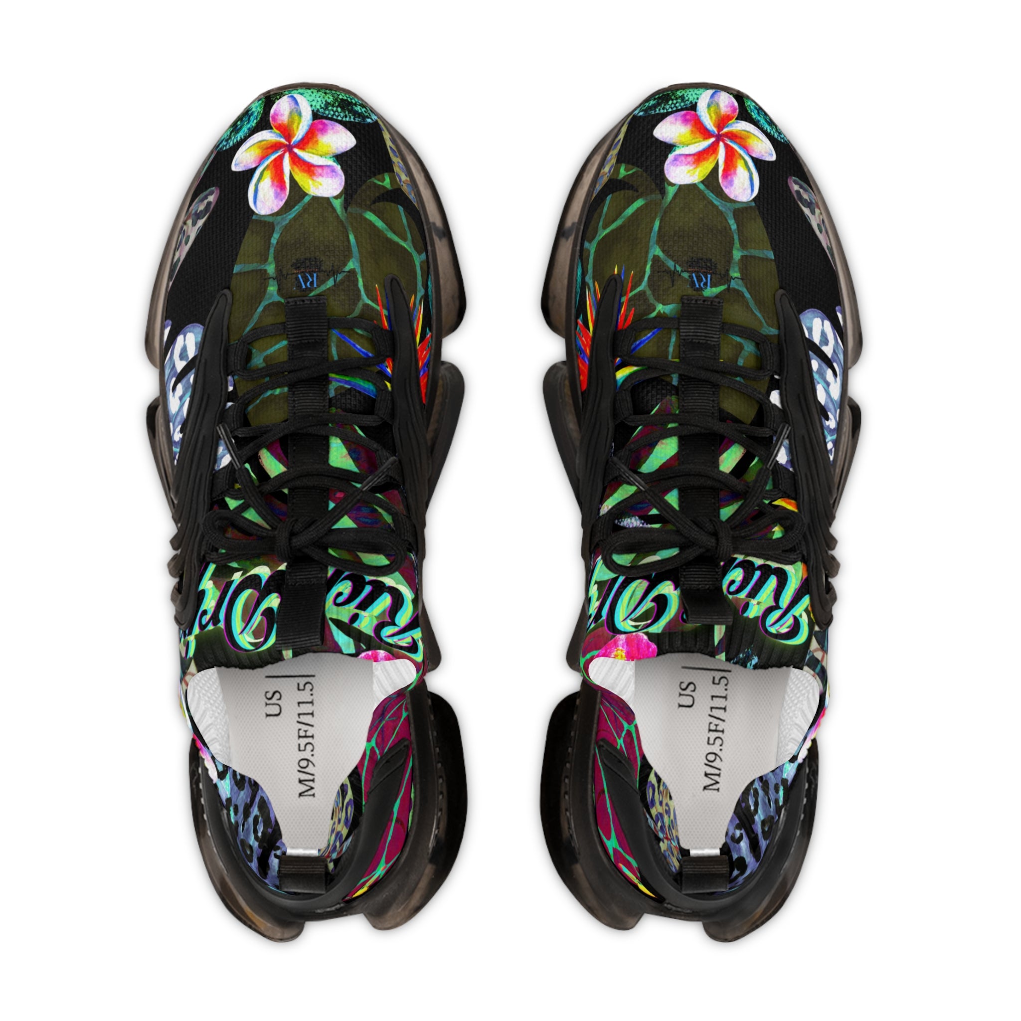 RV5 Pulse Tropical Coral Reef Neon Green Glow Logo - Men's Mesh Sneakers White