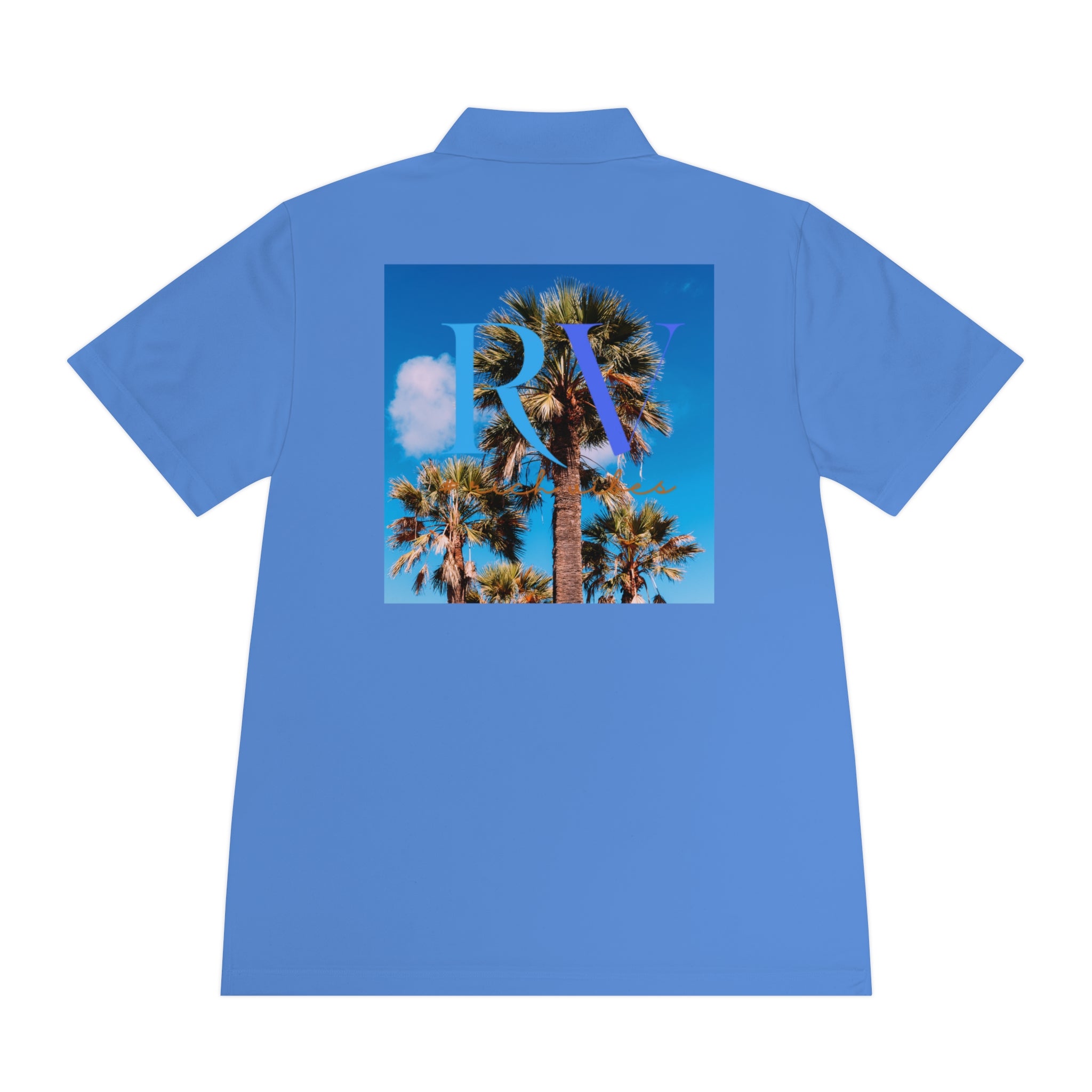 Rich Vibes Palm Trees RV Logo Blue Skies - Men's Sport Polo Shirt