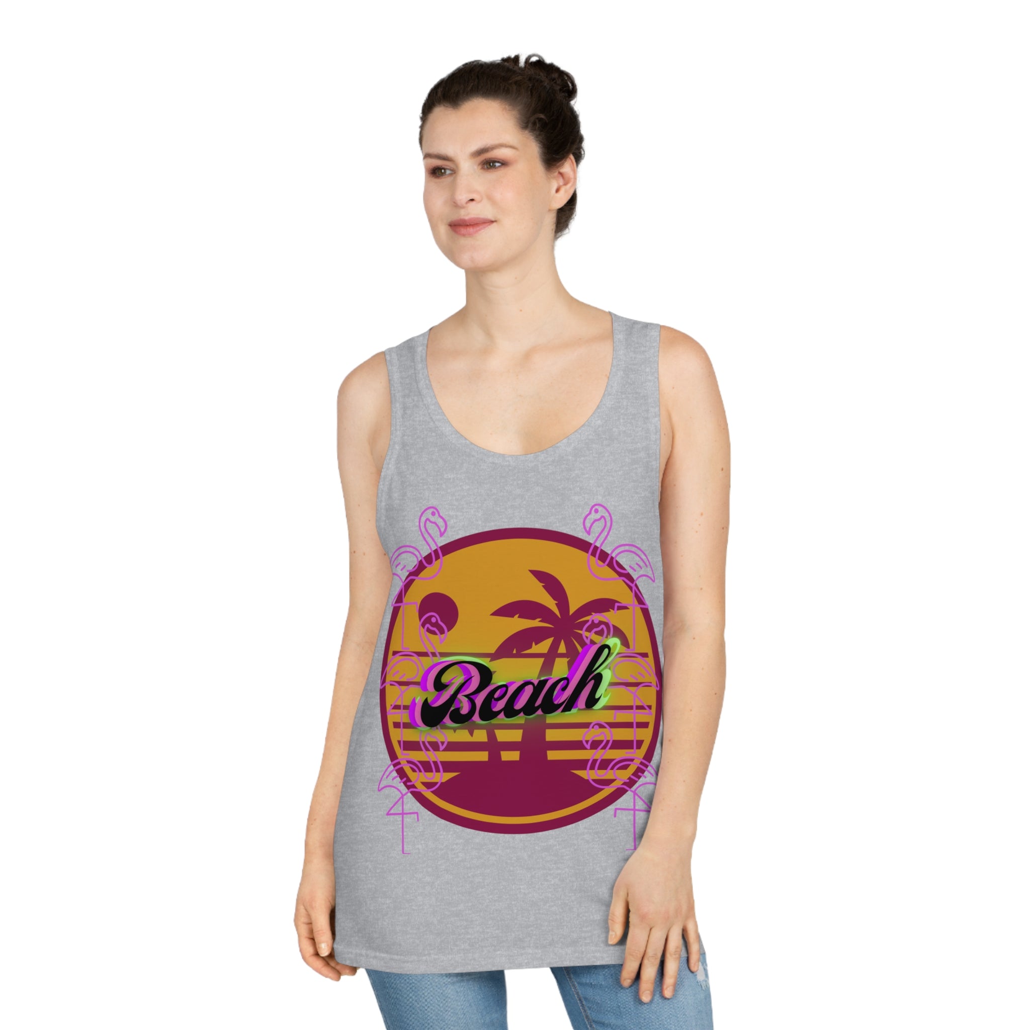 Beach Flamingo Sunset Softstyle™ Tank Top