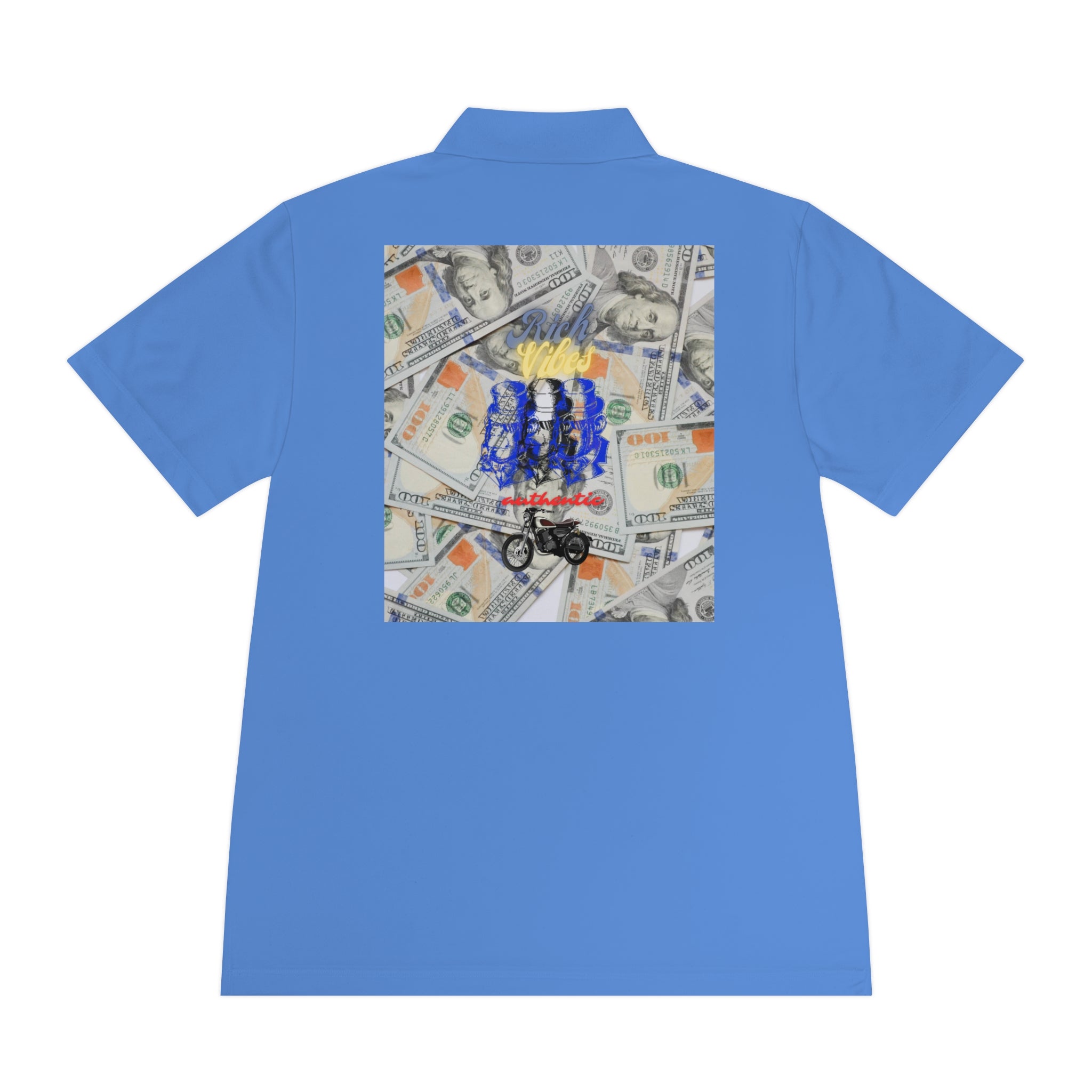 Rich Vibes Authentic Blue Ape 3 Stack Benjamin Franklin 3.0 - Men's Sport Polo Shirt