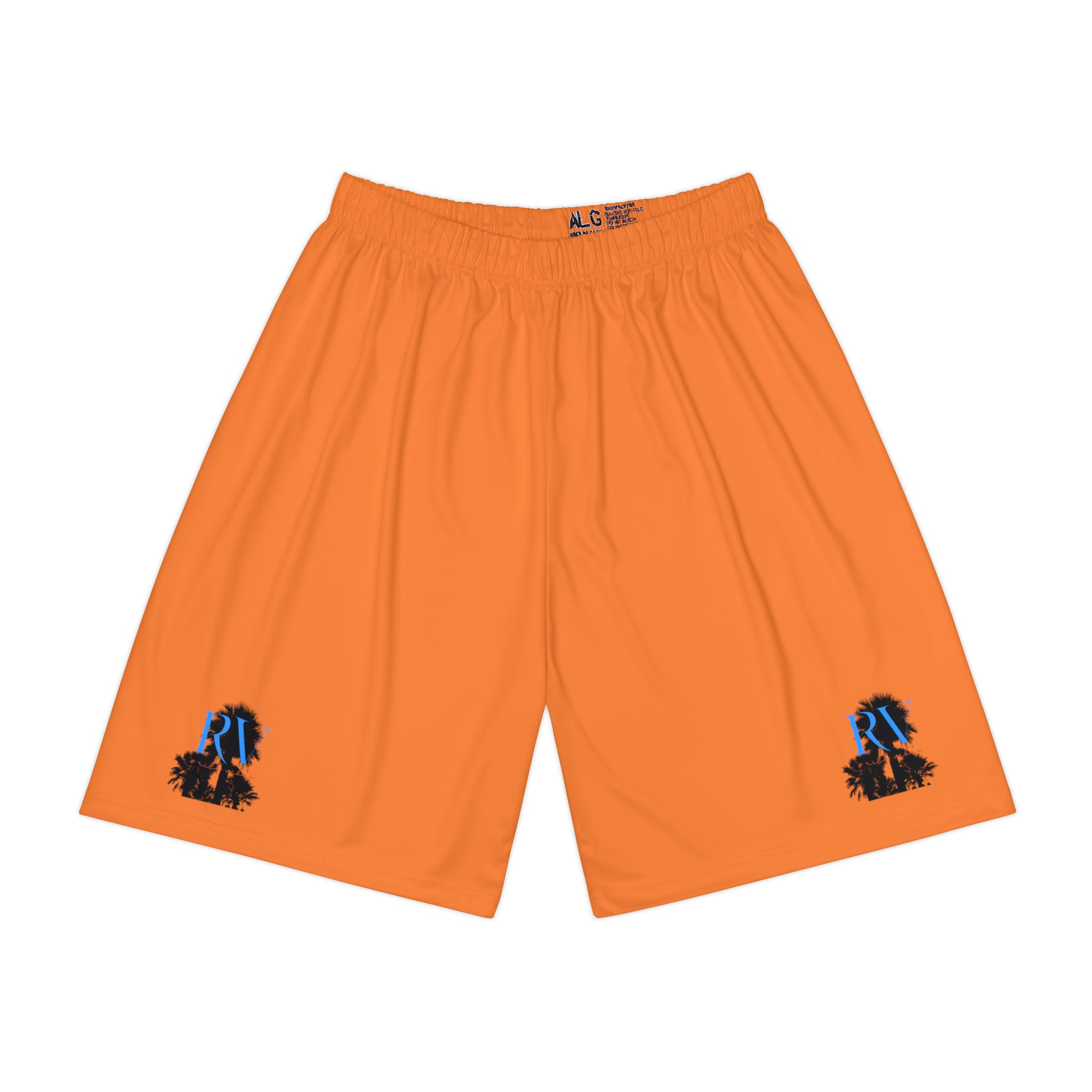 Rich Vibes RV Palm Tree Silhouette Men’s Sports Shorts (AOP) Orange Crusta