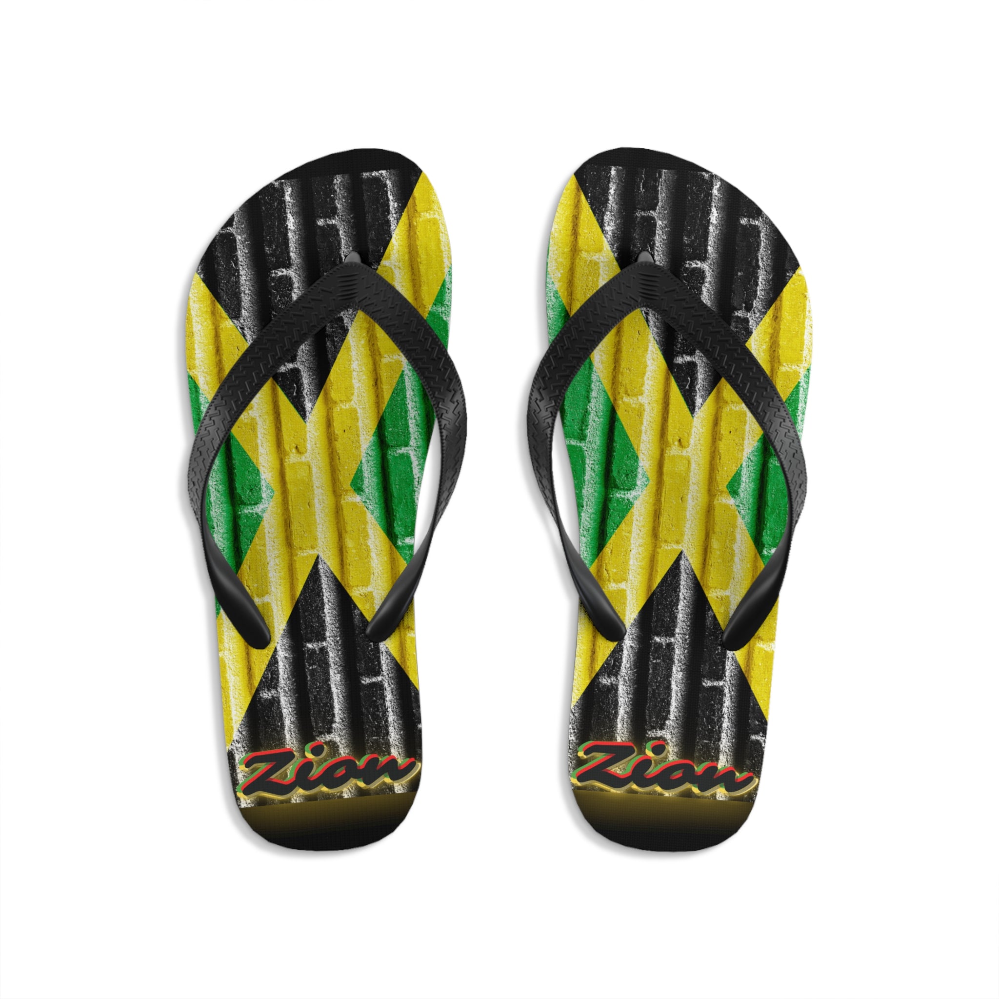 Rich Vibes ZION Jamaica Flag - Unisex Flip-Flops - S